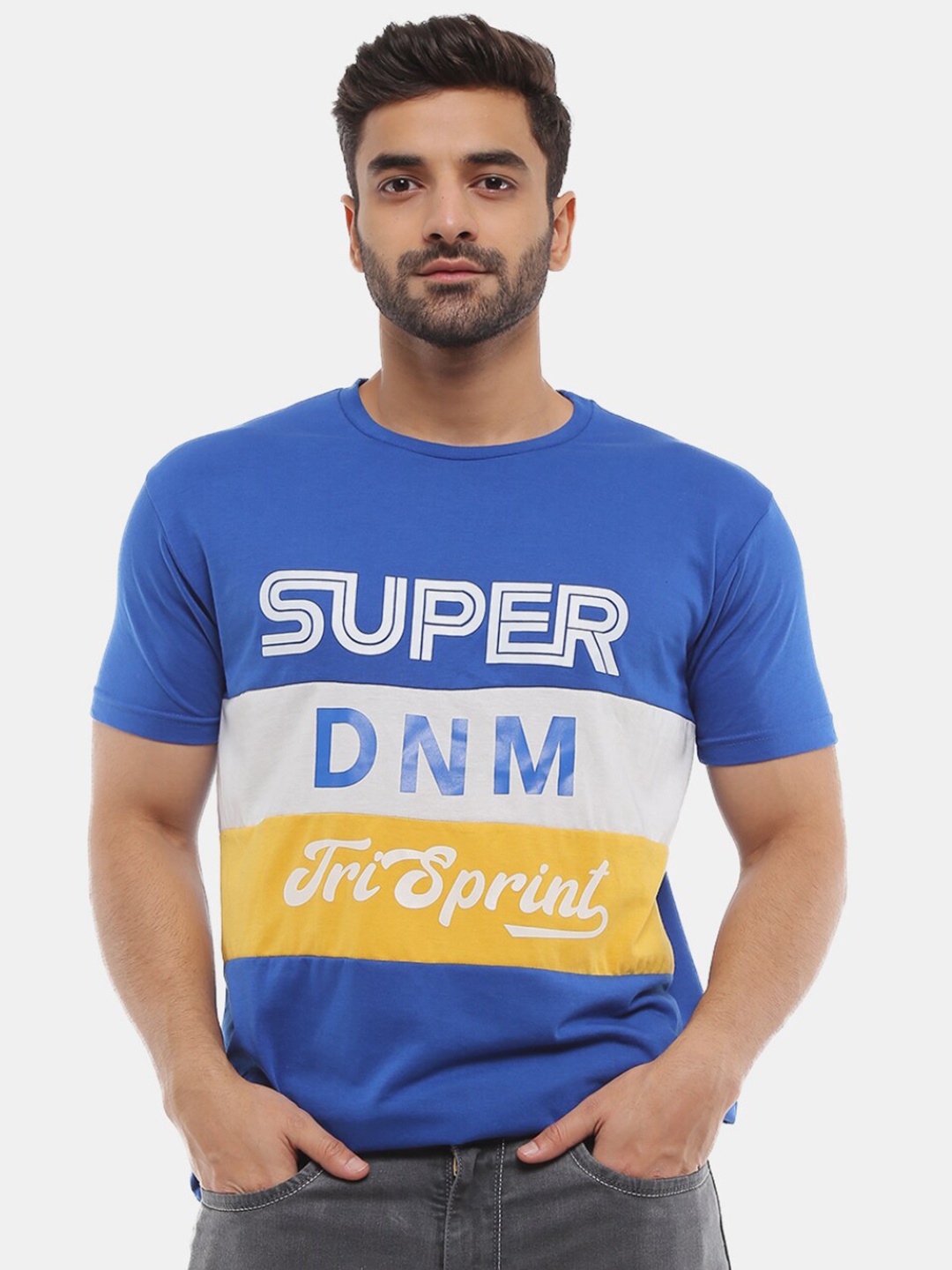 

V-Mart Typography Printed Cotton T-shirt, Blue