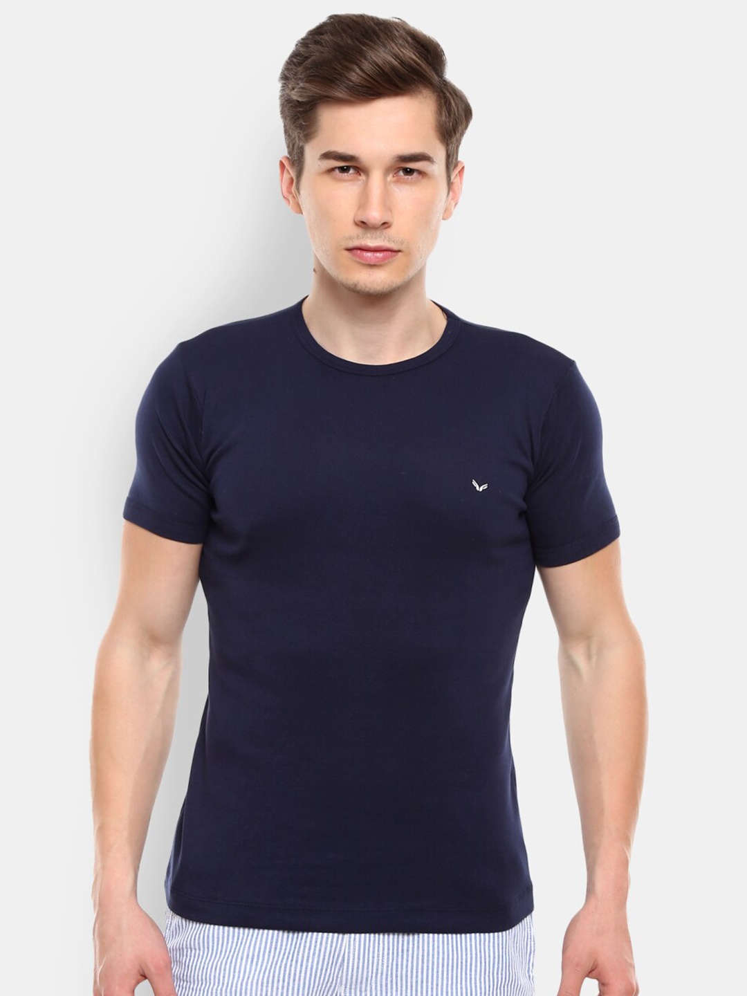 

V-Mart Cotton Slim Fit T-shirt, Navy blue