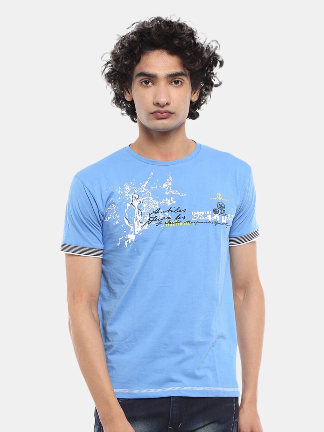 

V-Mart Typography Printed T-shirt, Blue