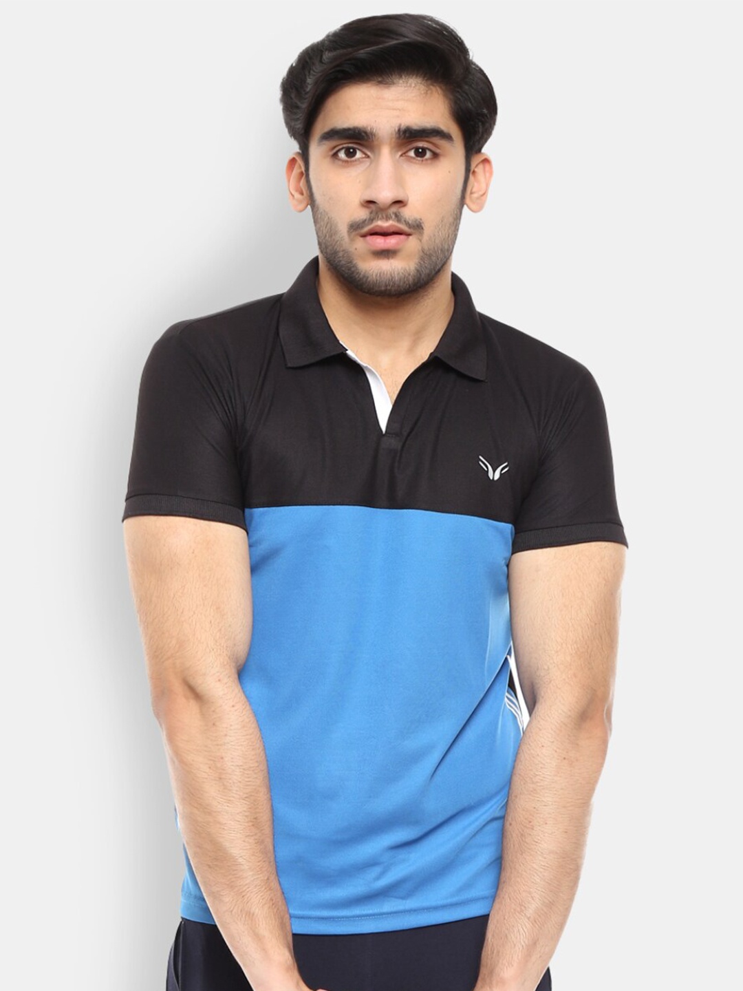

V-Mart Colourblocked Polo Collar Casual T-shirt, Blue