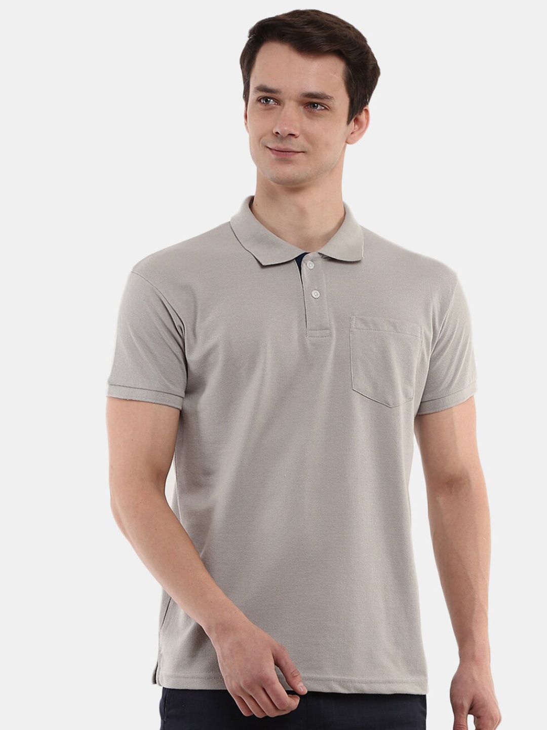 

V-Mart Polo Collar Cotton T-shirt, Grey