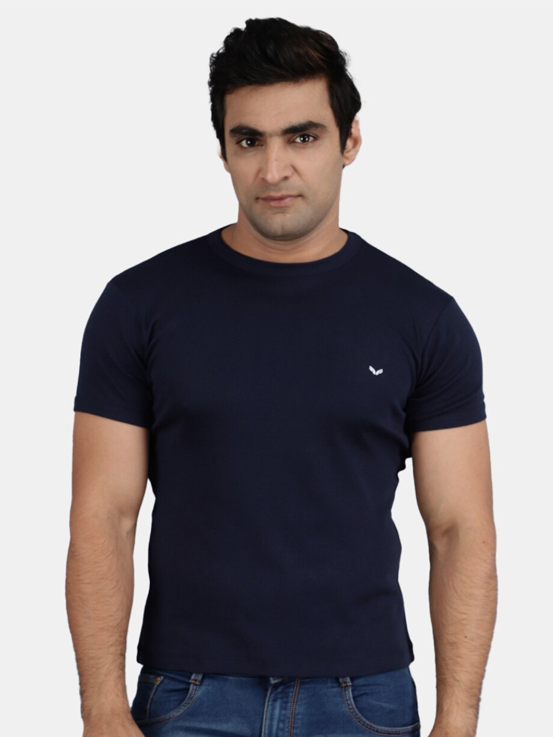 

V-Mart Cotton Slim Fit T-shirt, Navy blue