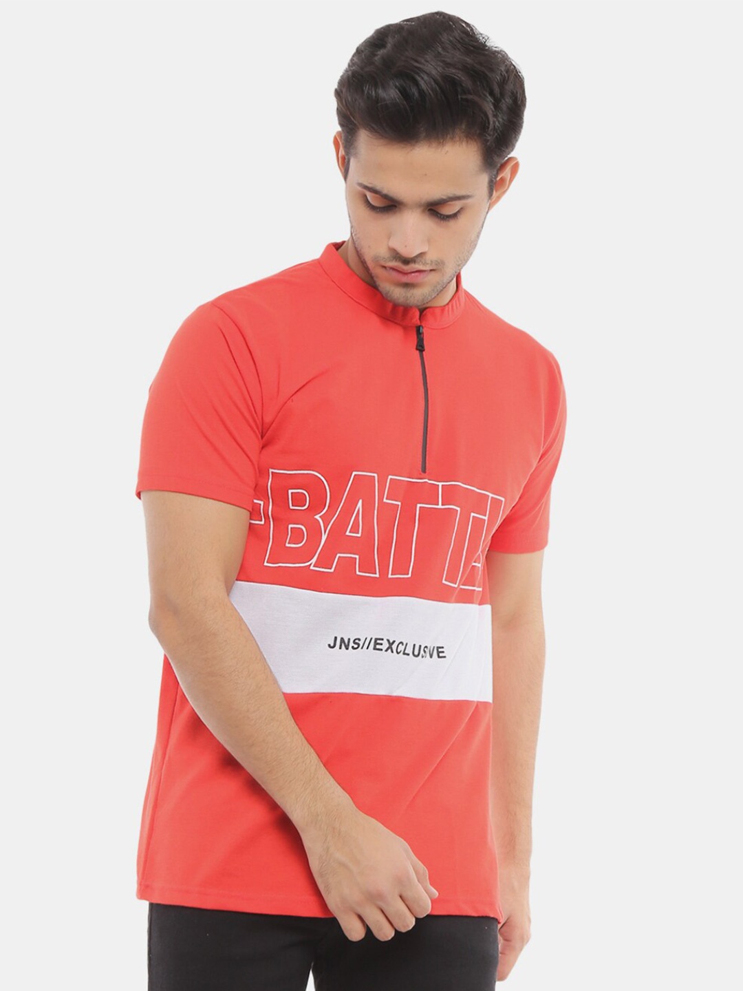 

V-Mart Typography Printed Polo Collar Cotton T-shirt, Red
