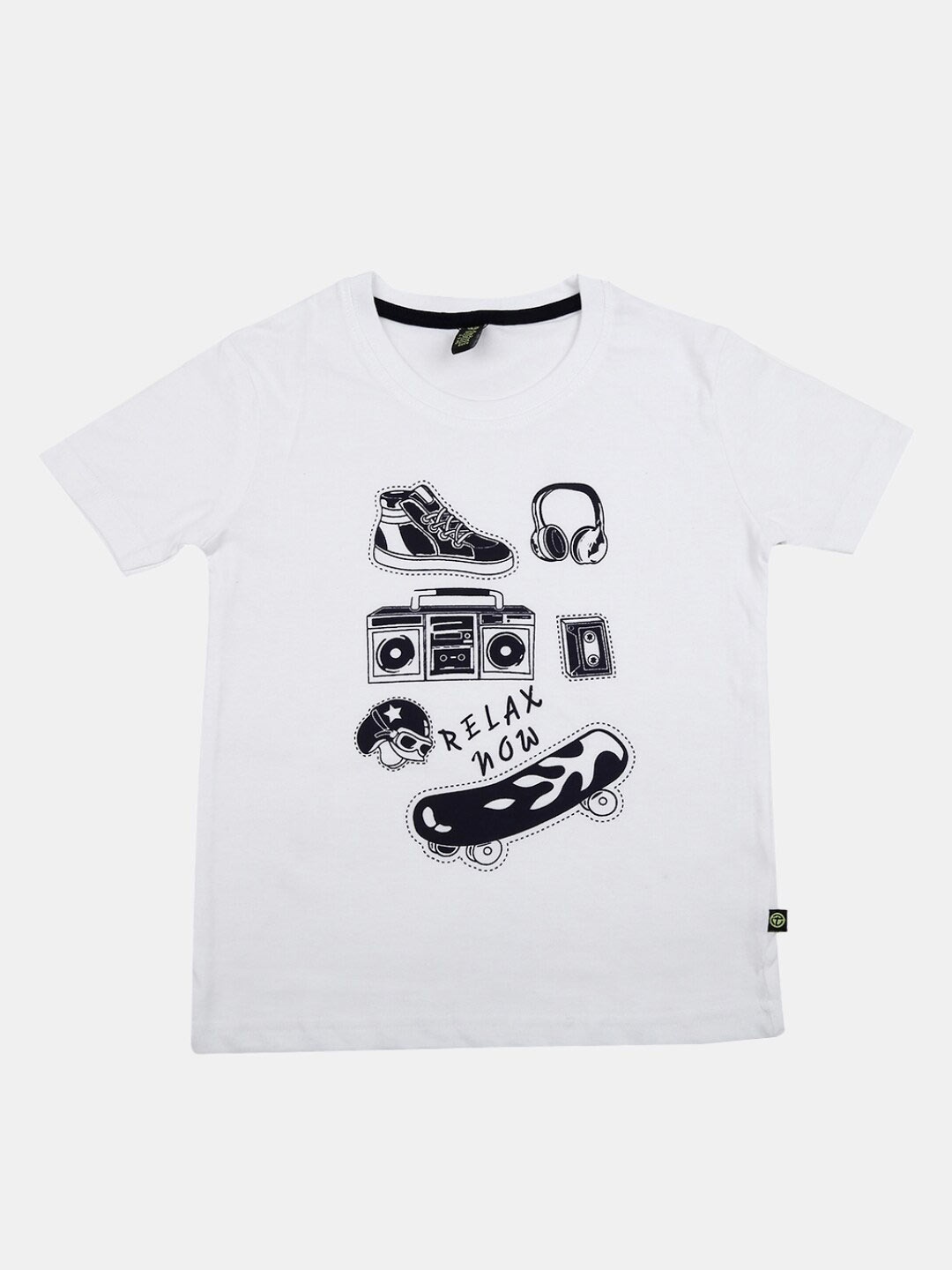

V-Mart Boys Graphic Printed Round Neck Cotton T-shirt, White