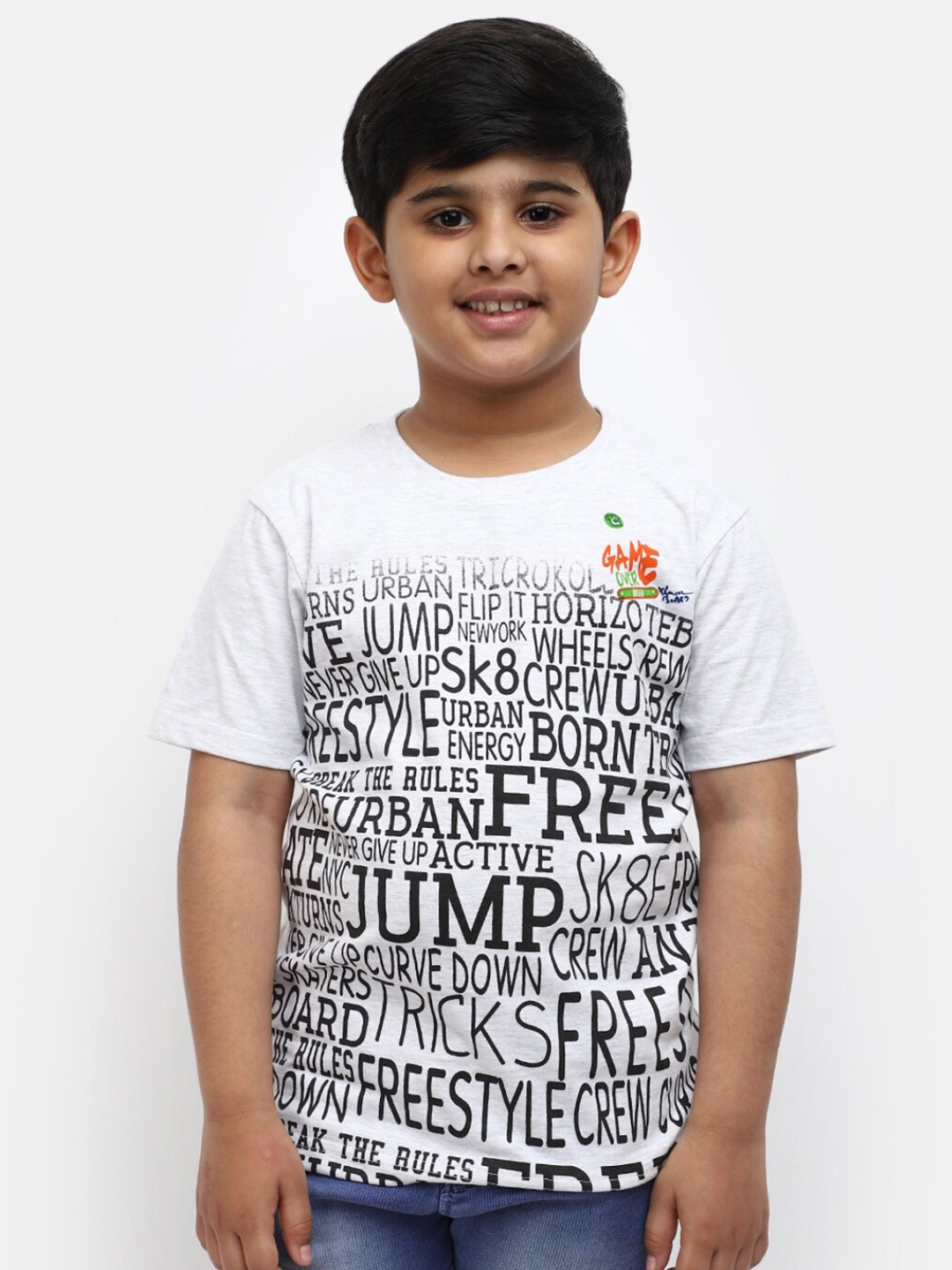 

V-Mart Boys Typography Round Neck Cotton T-shirt, Grey