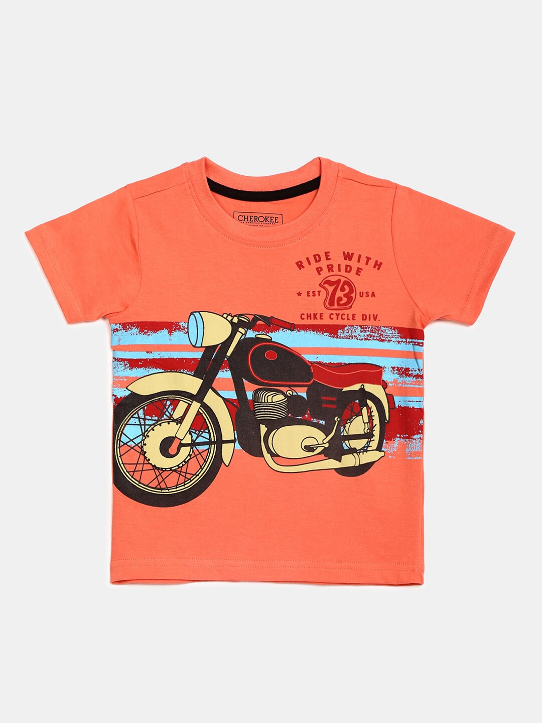 

V-Mart Boys Biker Printed Cotton T-shirt, Multi