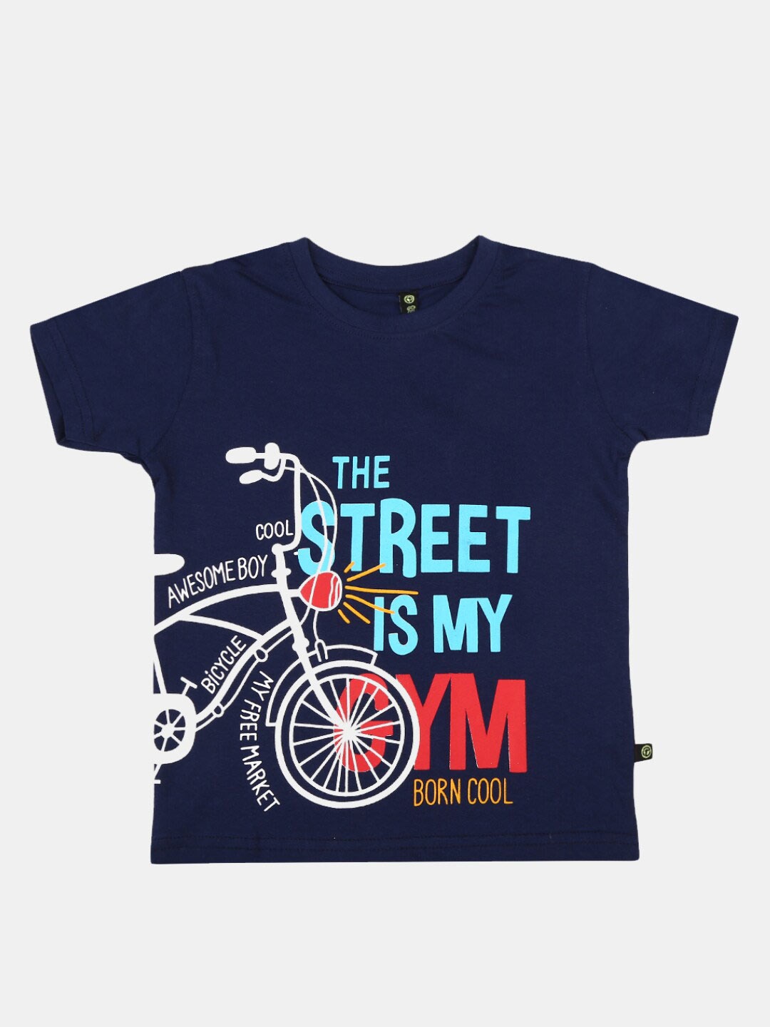 

V-Mart Boys Typography Printed Cotton T-shirt, Navy blue