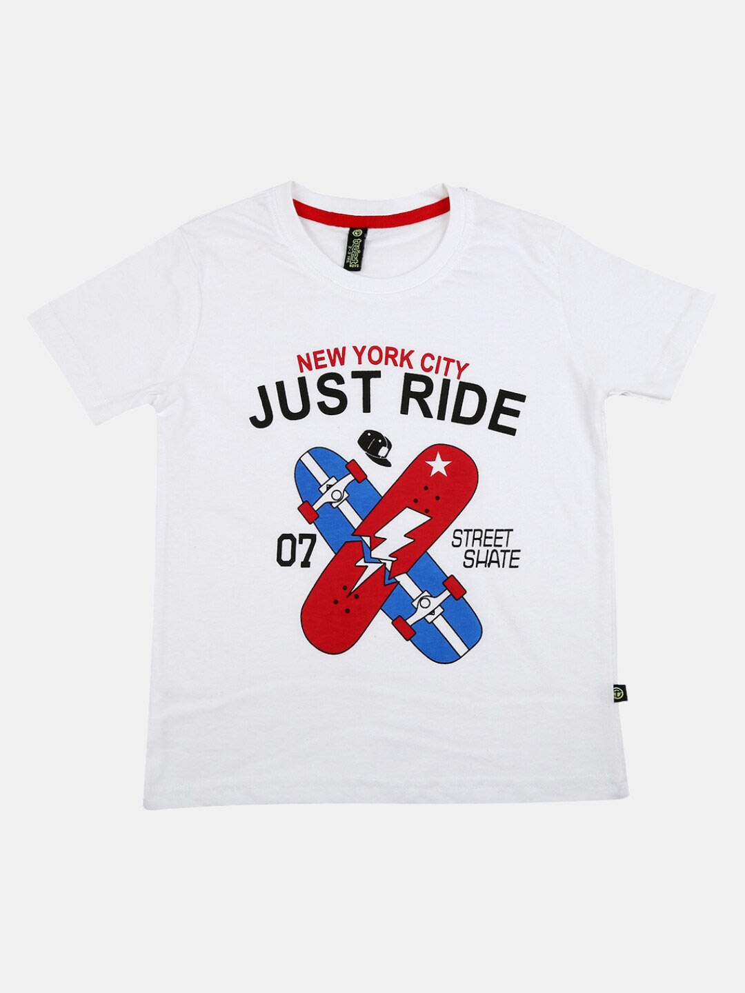 

V-Mart Boys Graphic Printed Round Neck Cotton T-shirt, White