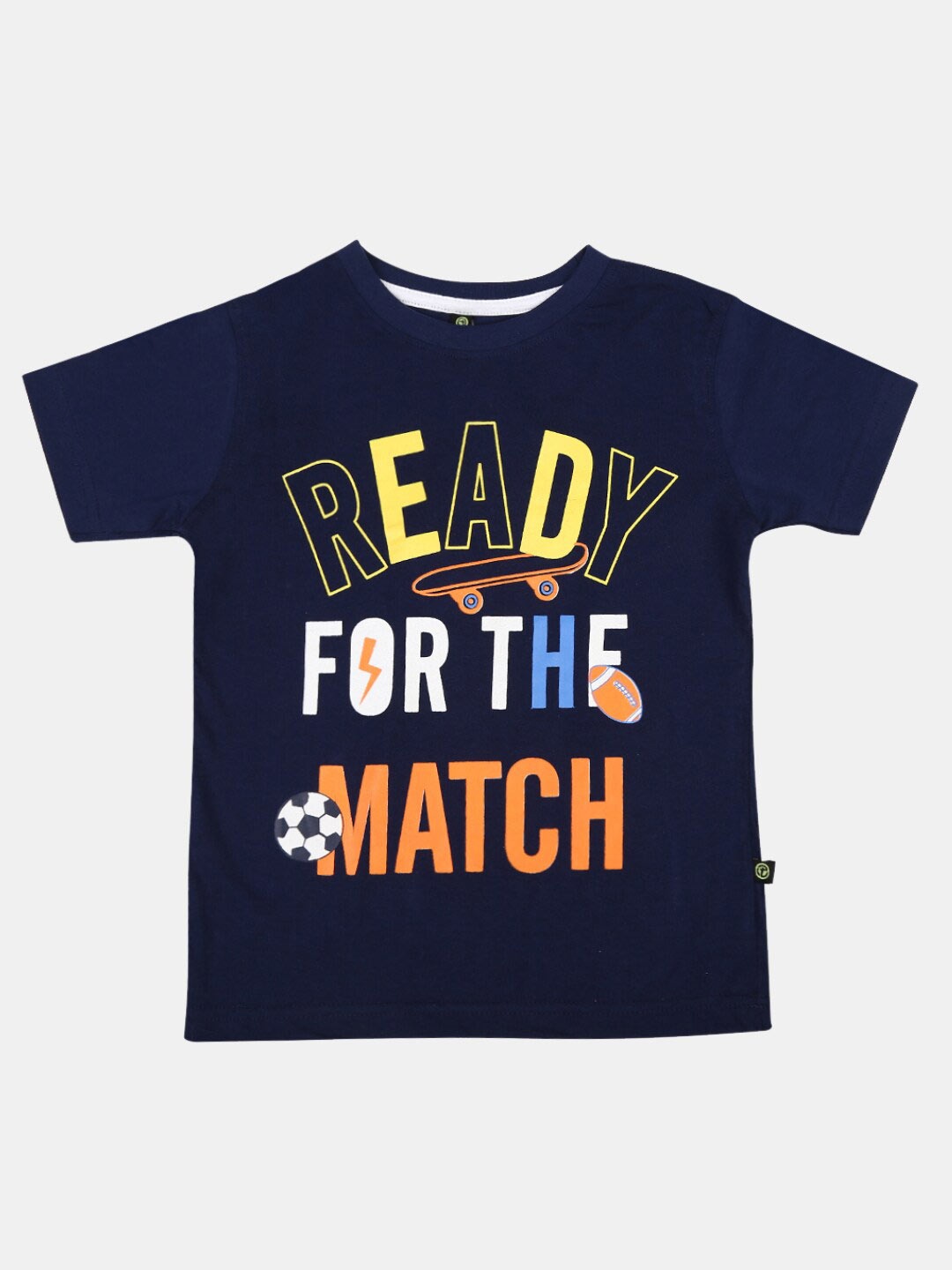 

V-Mart Boys Typography Round Neck Cotton T-shirt, Navy blue
