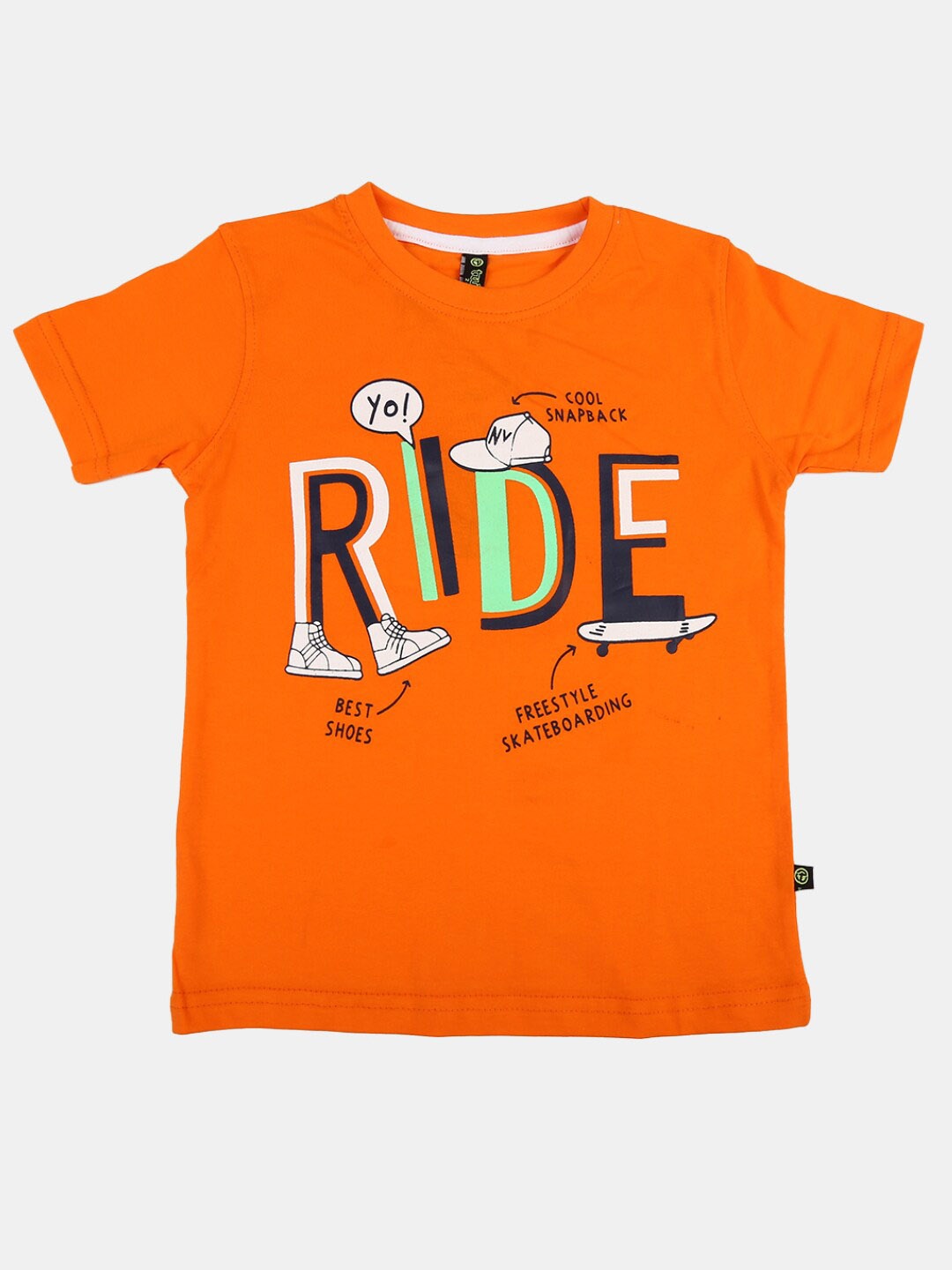 

V-Mart Boys Typography Round Neck Cotton T-shirt, Orange