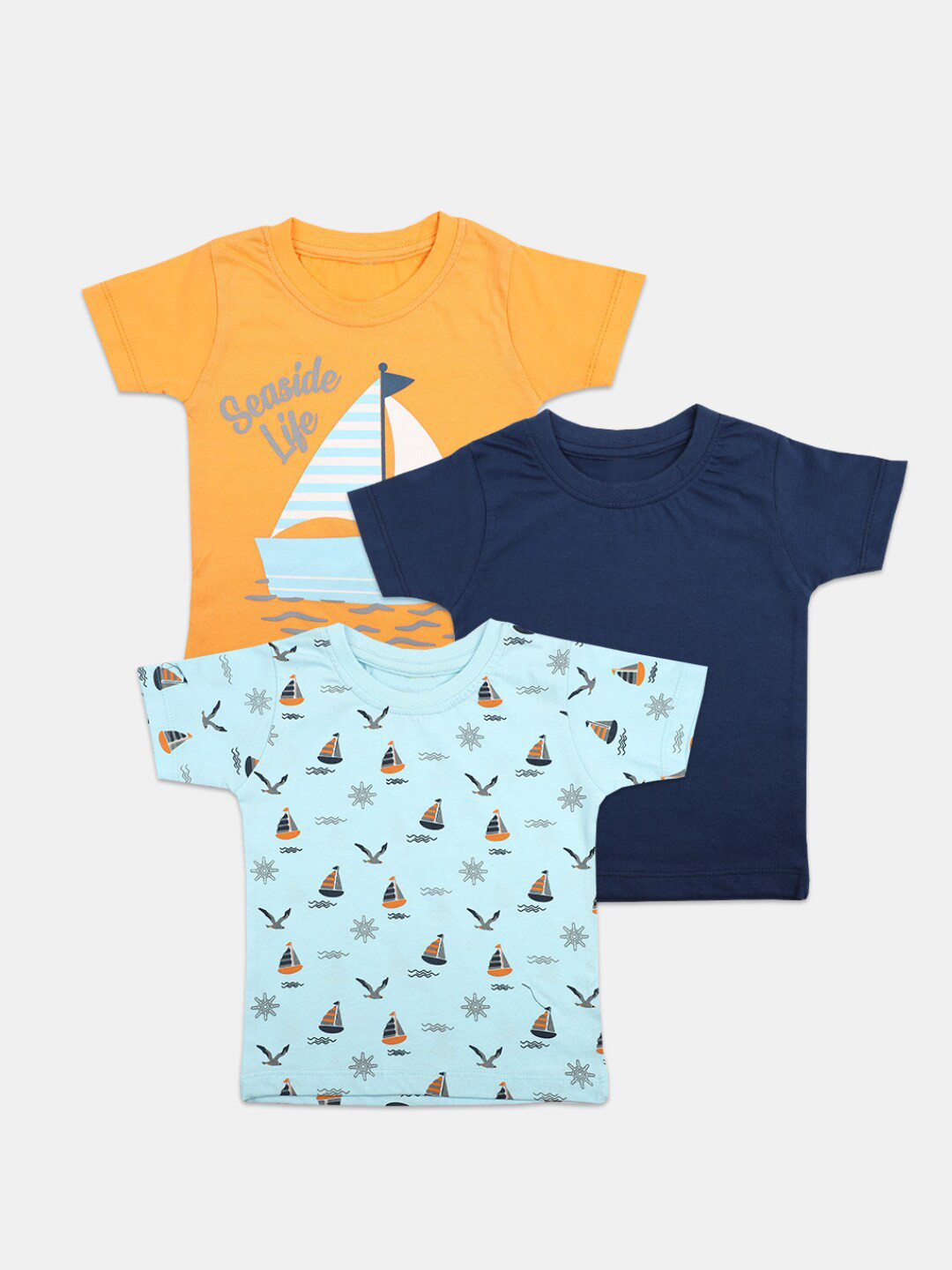 

V-Mart Infant Kids Pack of 3 Graphic Printed Cotton T-shirt, Navy blue