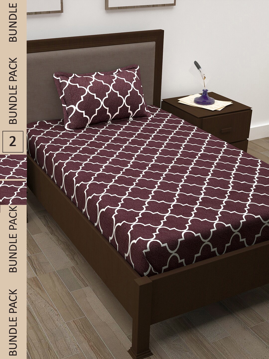 

Bedspun Magenta & White Geometric 150 TC Single Bedsheet With 1 Pillow Covers