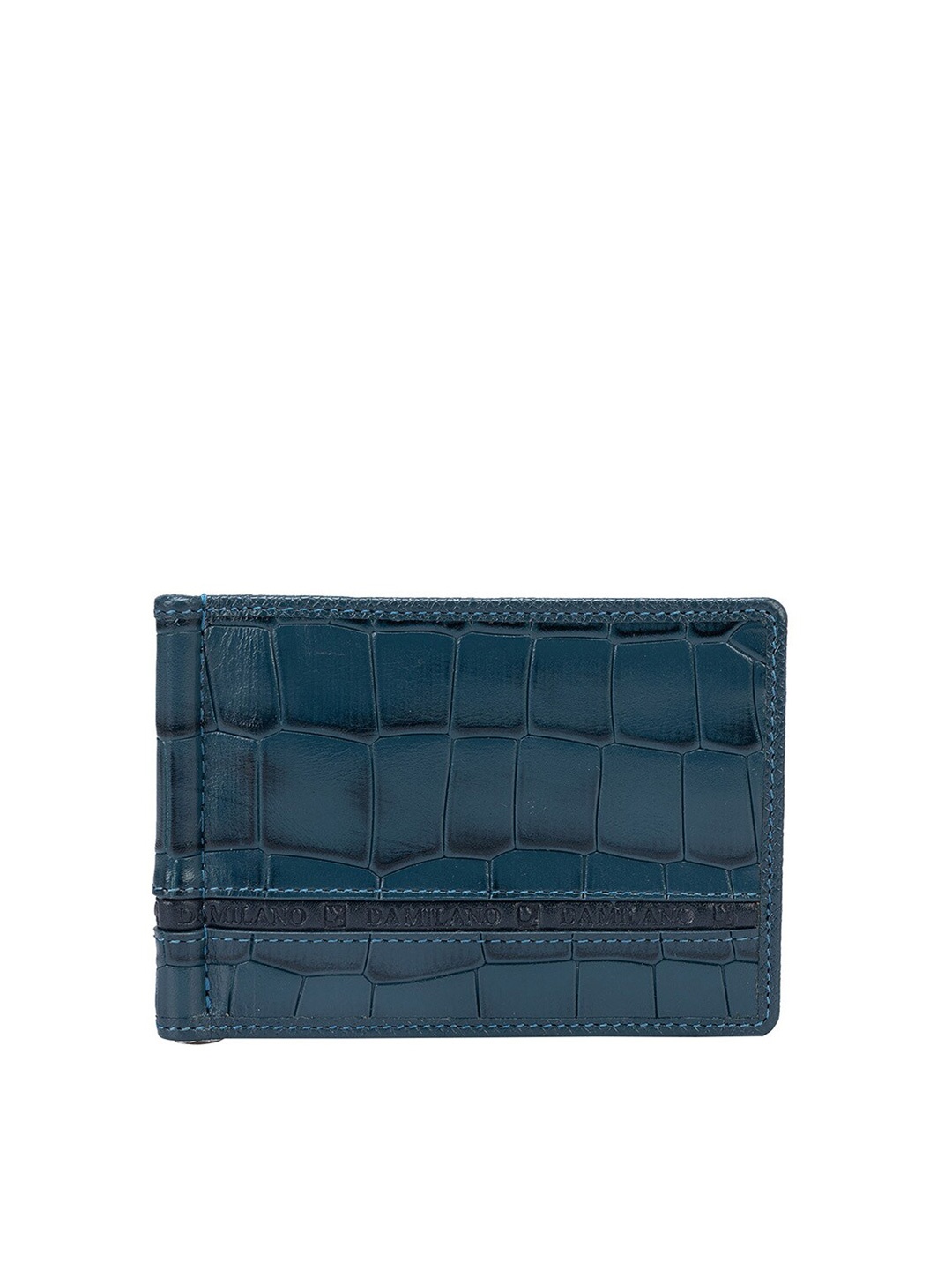 

Da Milano Textured Leather Money Clip, Blue