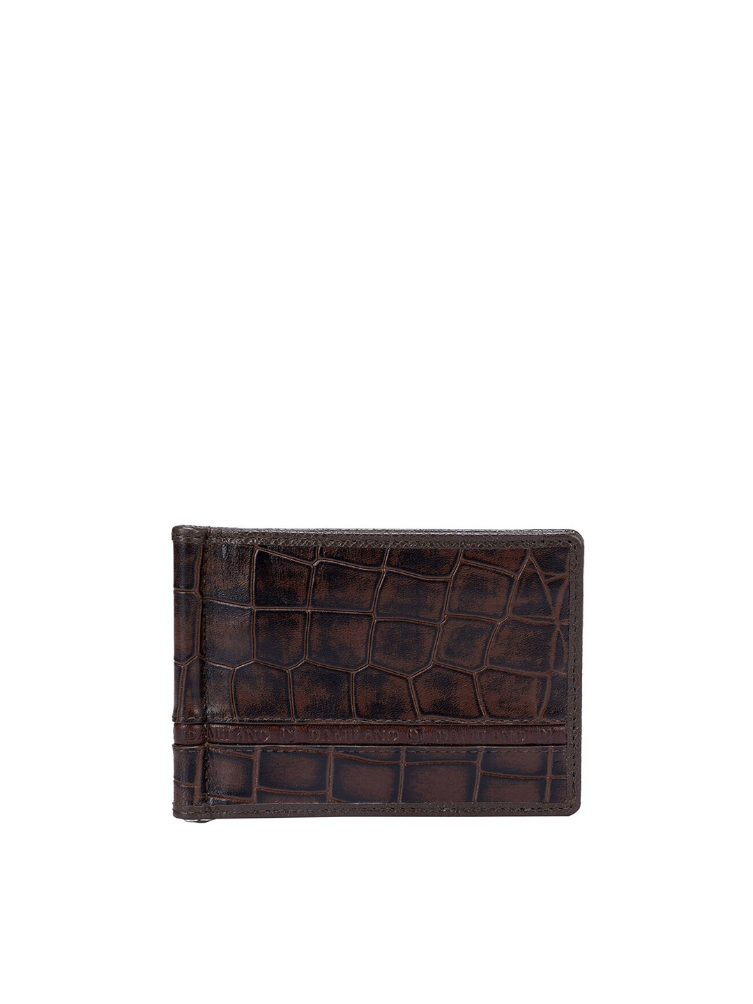 

Da Milano Textured Leather Money Clip, Brown