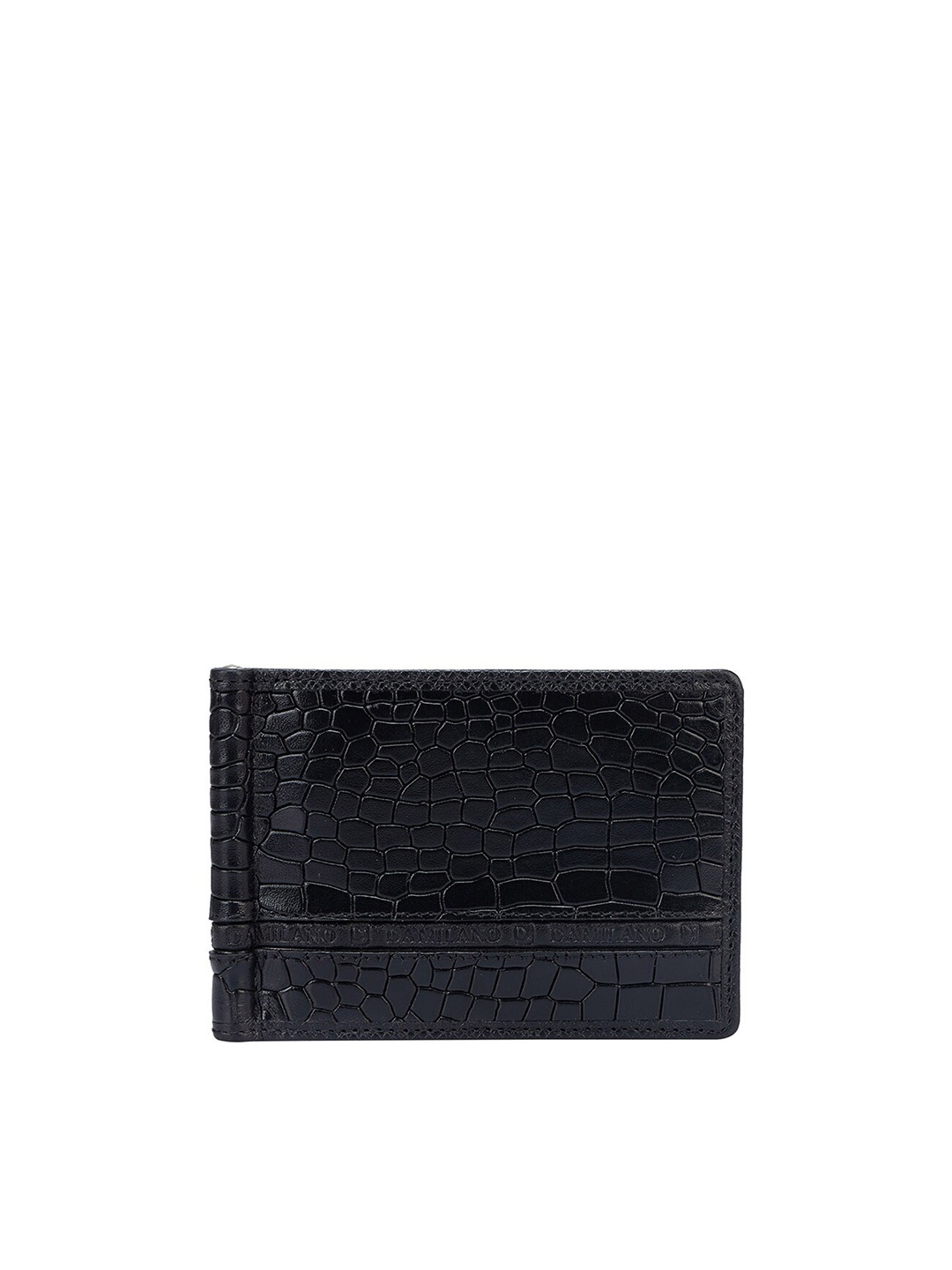 

Da Milano Textured Leather Money Clip, Black