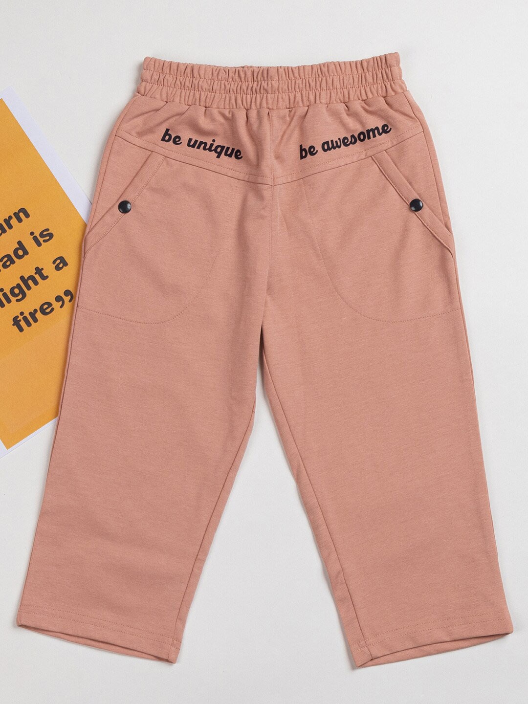 

PAMPOLINA Girls Regular Fit Cotton Mid-Rise Capris, Peach