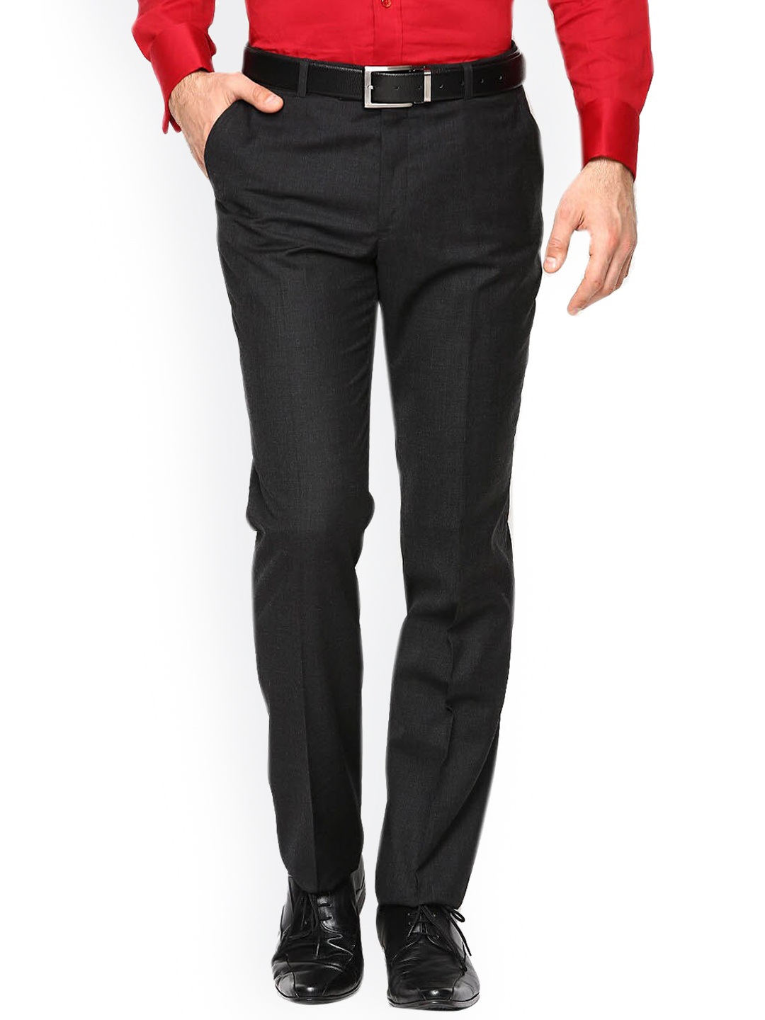 

AD & AV Men Mid Rise Easy Wash Formal Trousers, Black