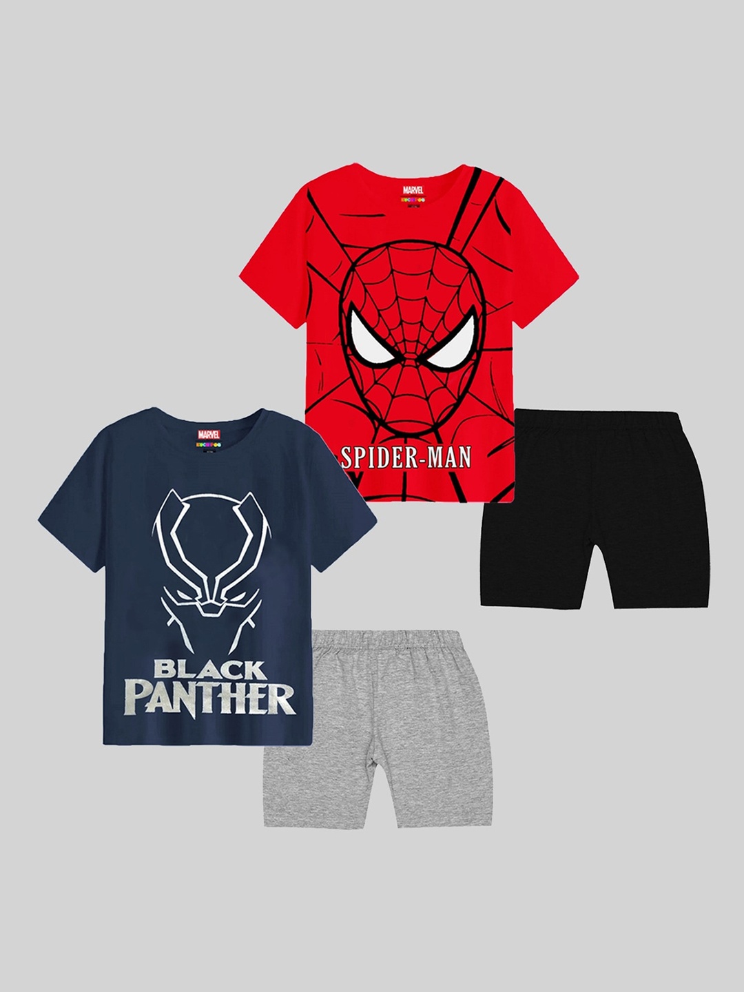 

KUCHIPOO Boys Pack Of 2 Spider Man Printed Night Suit, Red