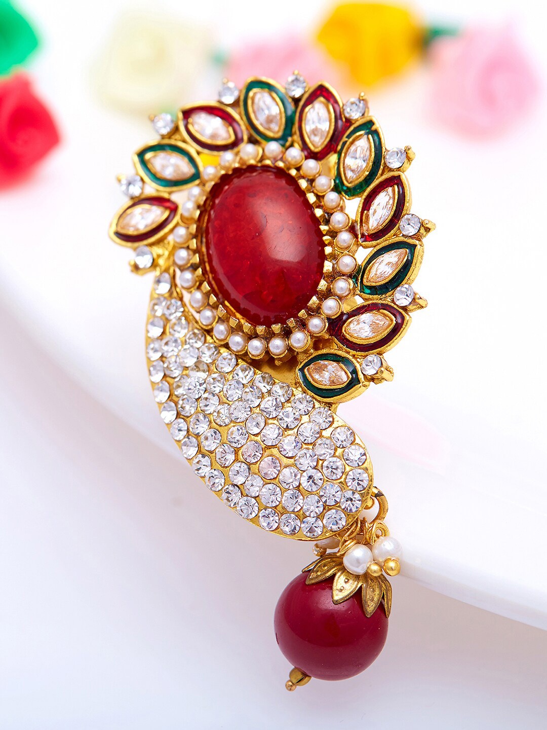 

Sukkhi Gold-Plated AD Studded Brooch