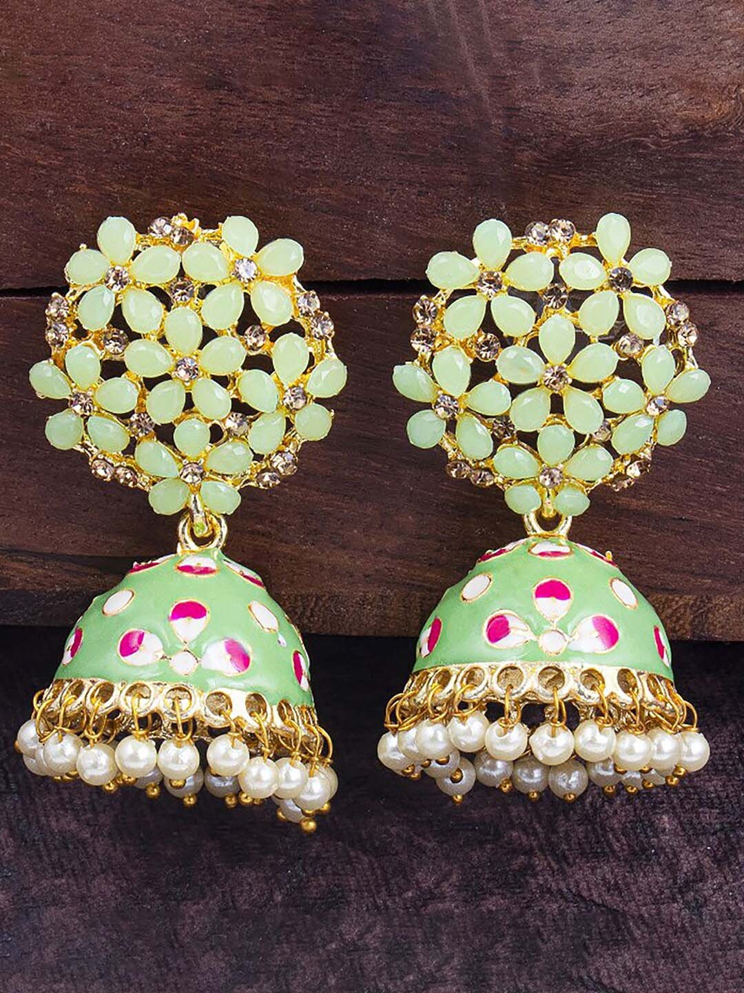 

Sukkhi Gold-Plated Contemporary Jhumkas Earrings, Olive