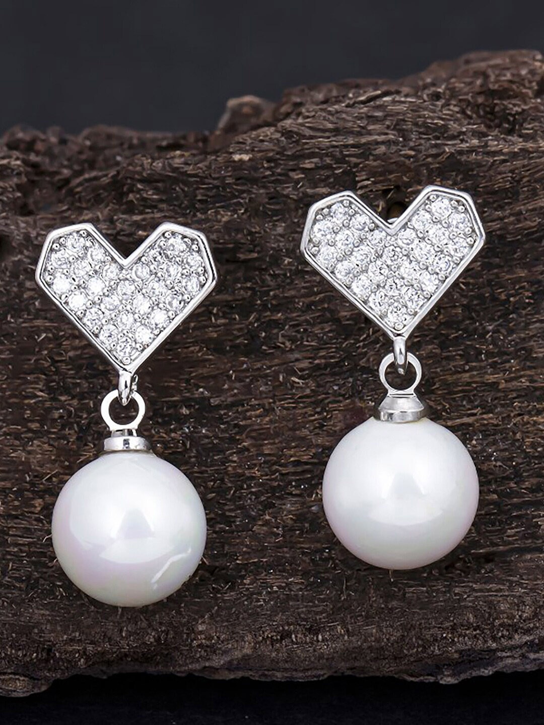 

Sukkhi Rhodium-Toned Contemporary Drop Earrings, Silver