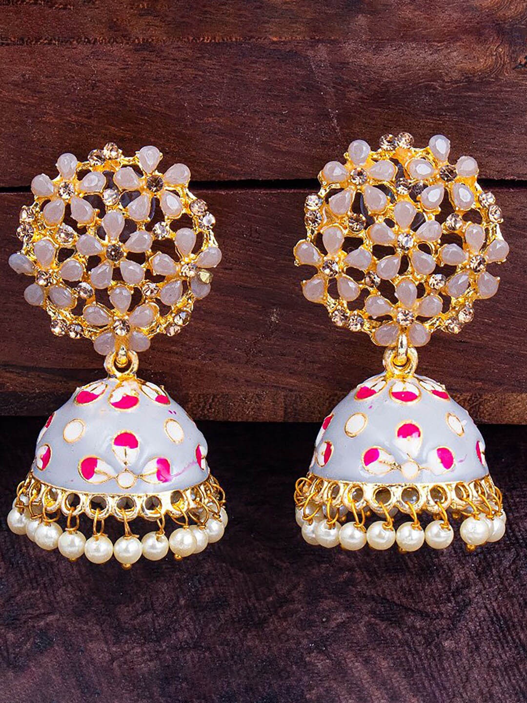 

Sukkhi Admirable Floral Gold Plated Contemporary Jhumkas, Grey