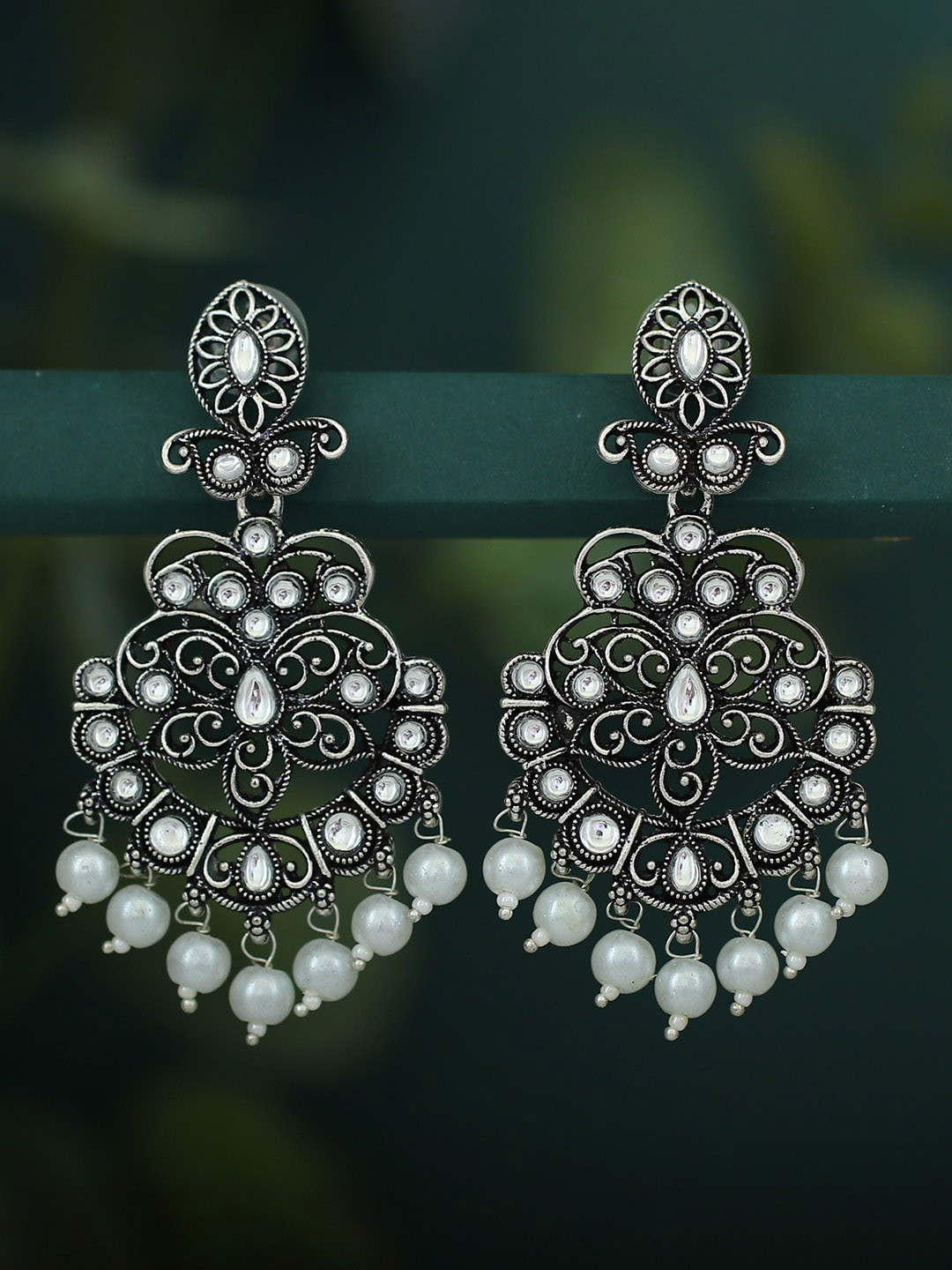 

Sukkhi Silver Plated Exotic Oxidised Pearl Chandelier Earring