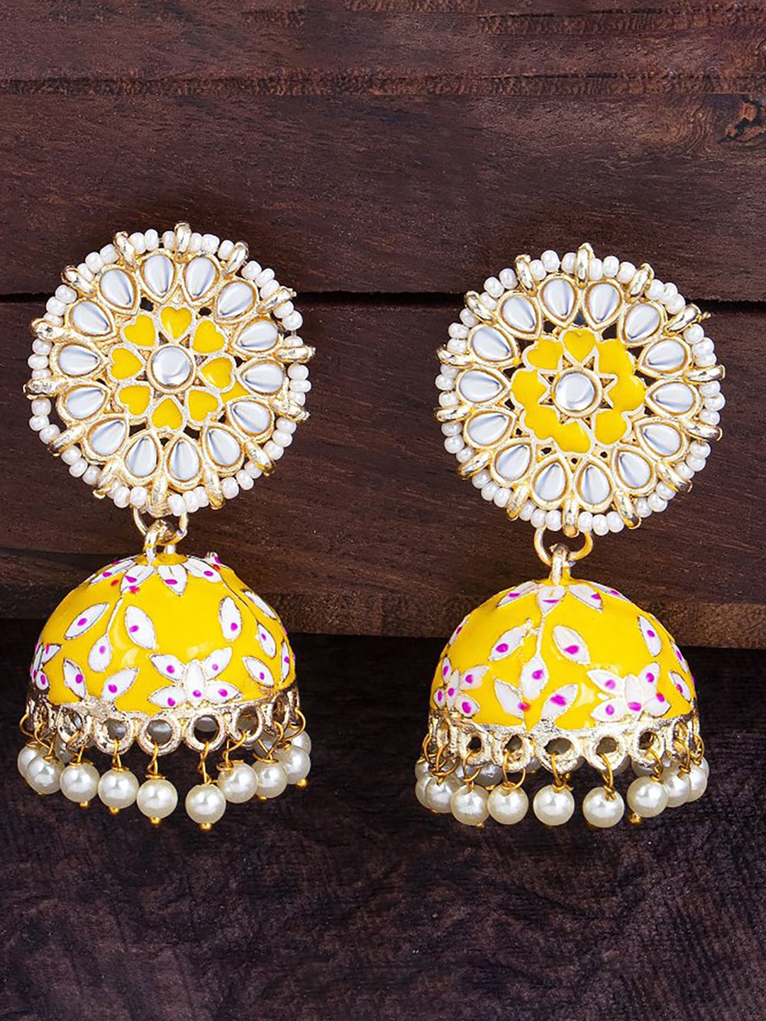 

Sukkhi Floral Gold Plated Contemporary Jhumkas, Yellow