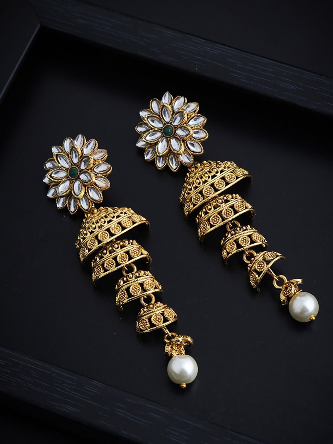

Sukkhi Gold Plated Kundan Chandelier Contemporary Drop Earrings