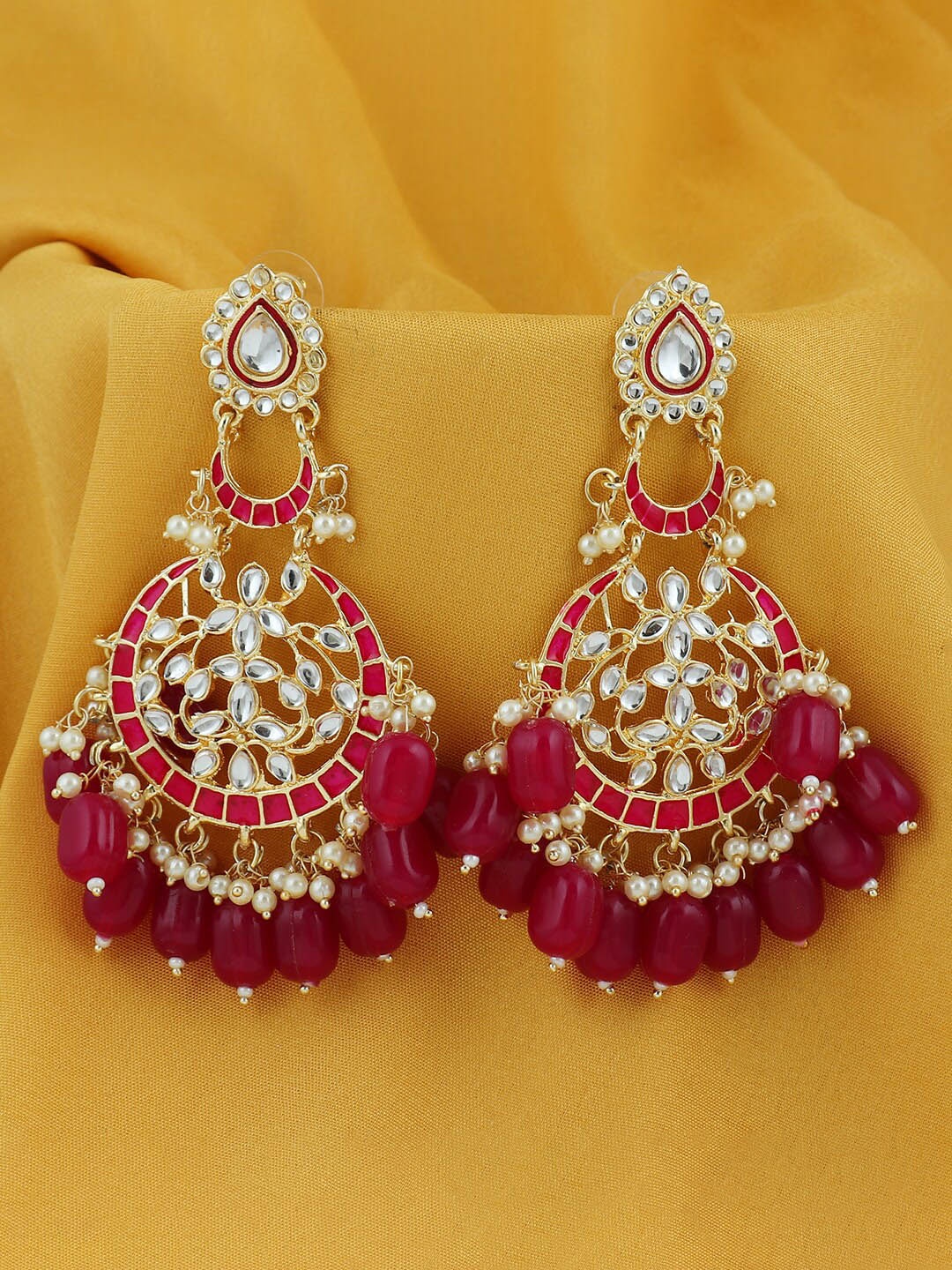 

Sukkhi Gold-Plated Contemporary Chandbali Earrings