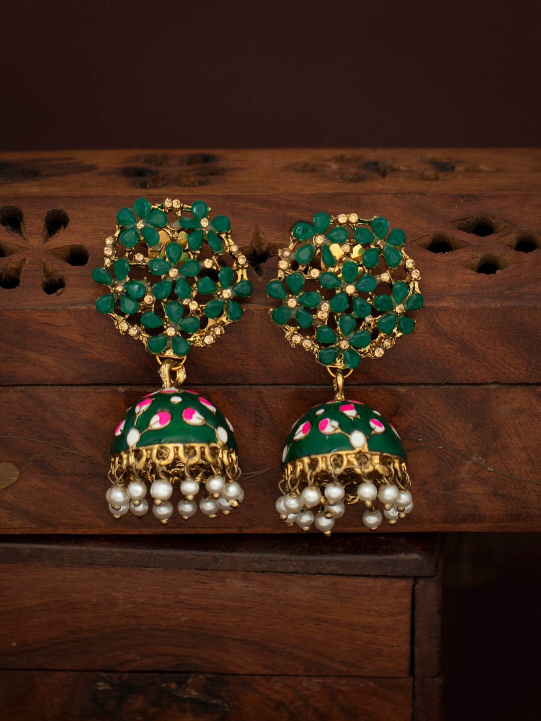 

Sukkhi Gold Plated Dome Shaped Beaded Jhumkas