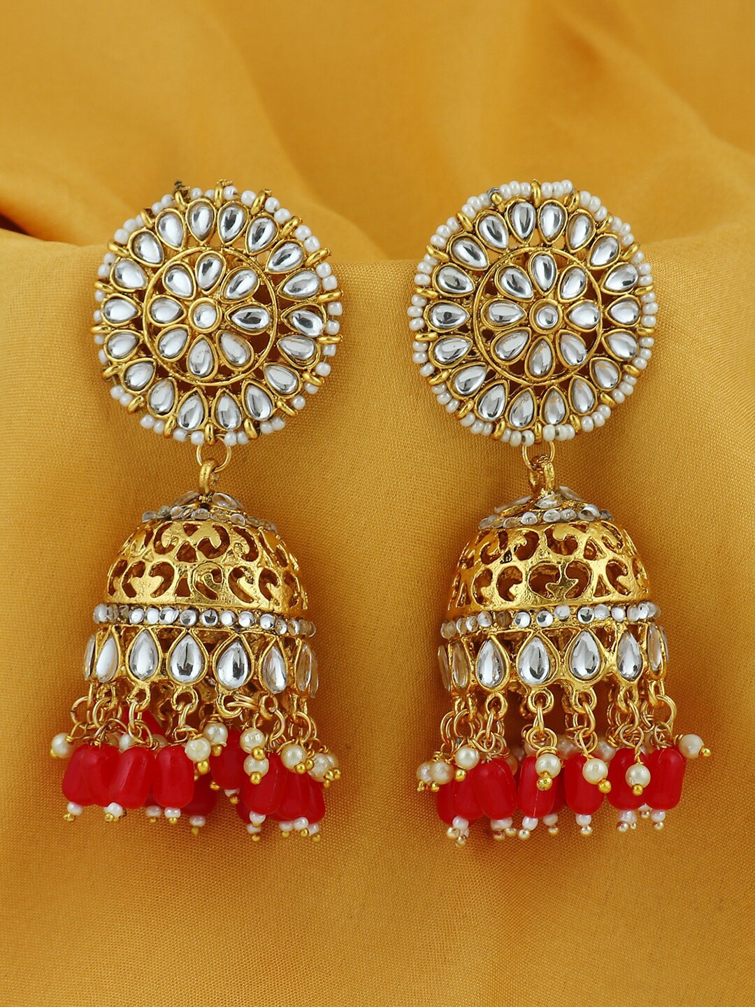 

Sukkhi Gold Plated Dome Shaped Kundan Jhumkas