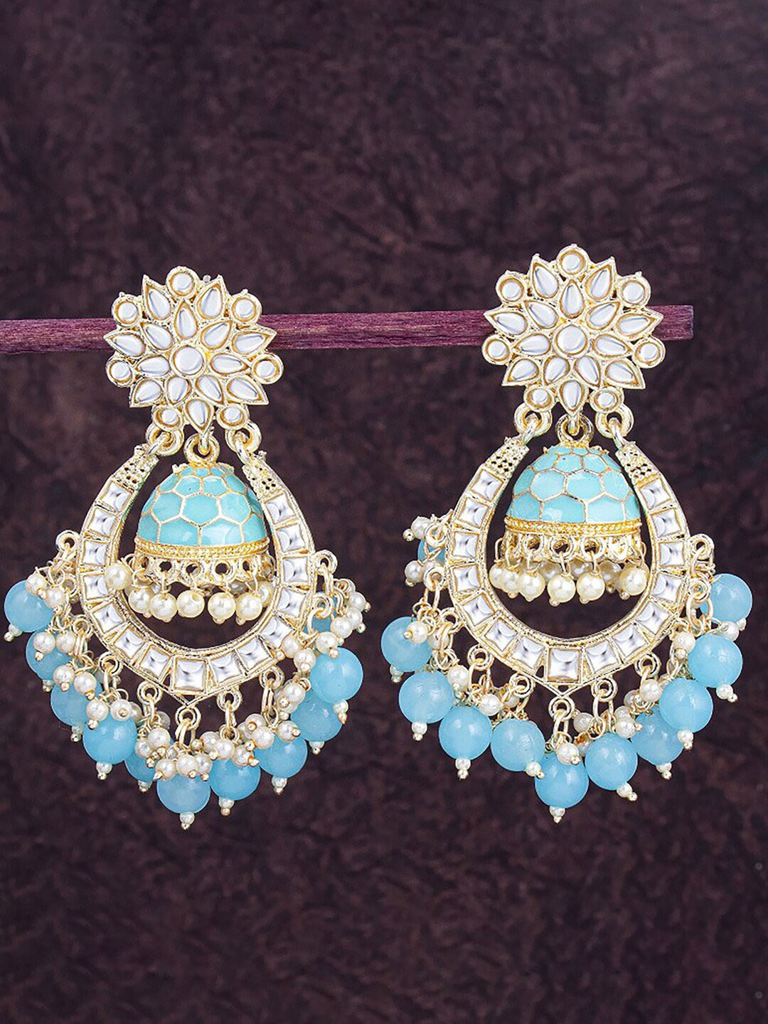 

Sukkhi Gold Plated Floral Kundan Chandbalis