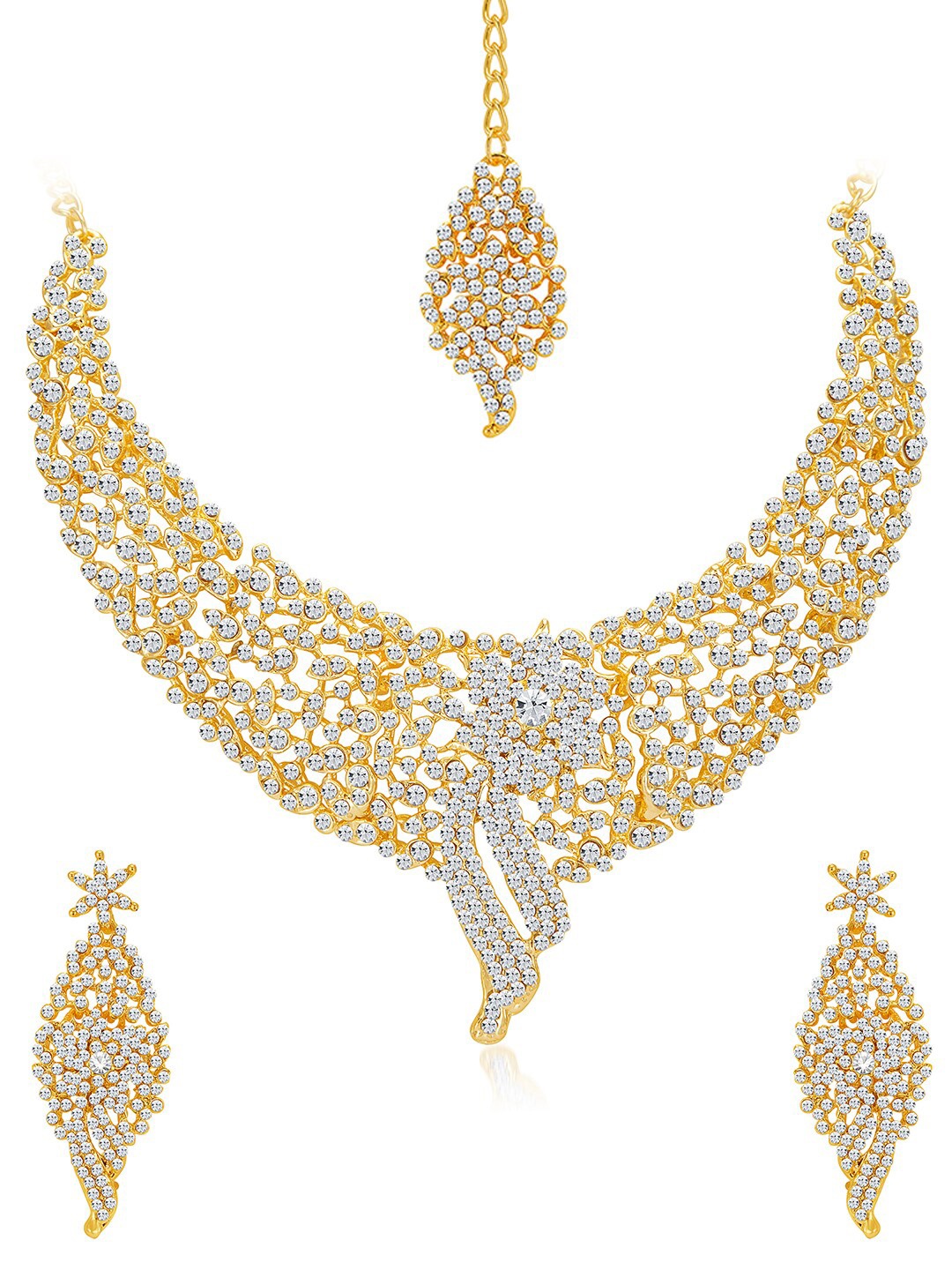 

Sukkhi Gold-Plated Austrian Diamond-Studded Jewellery Set