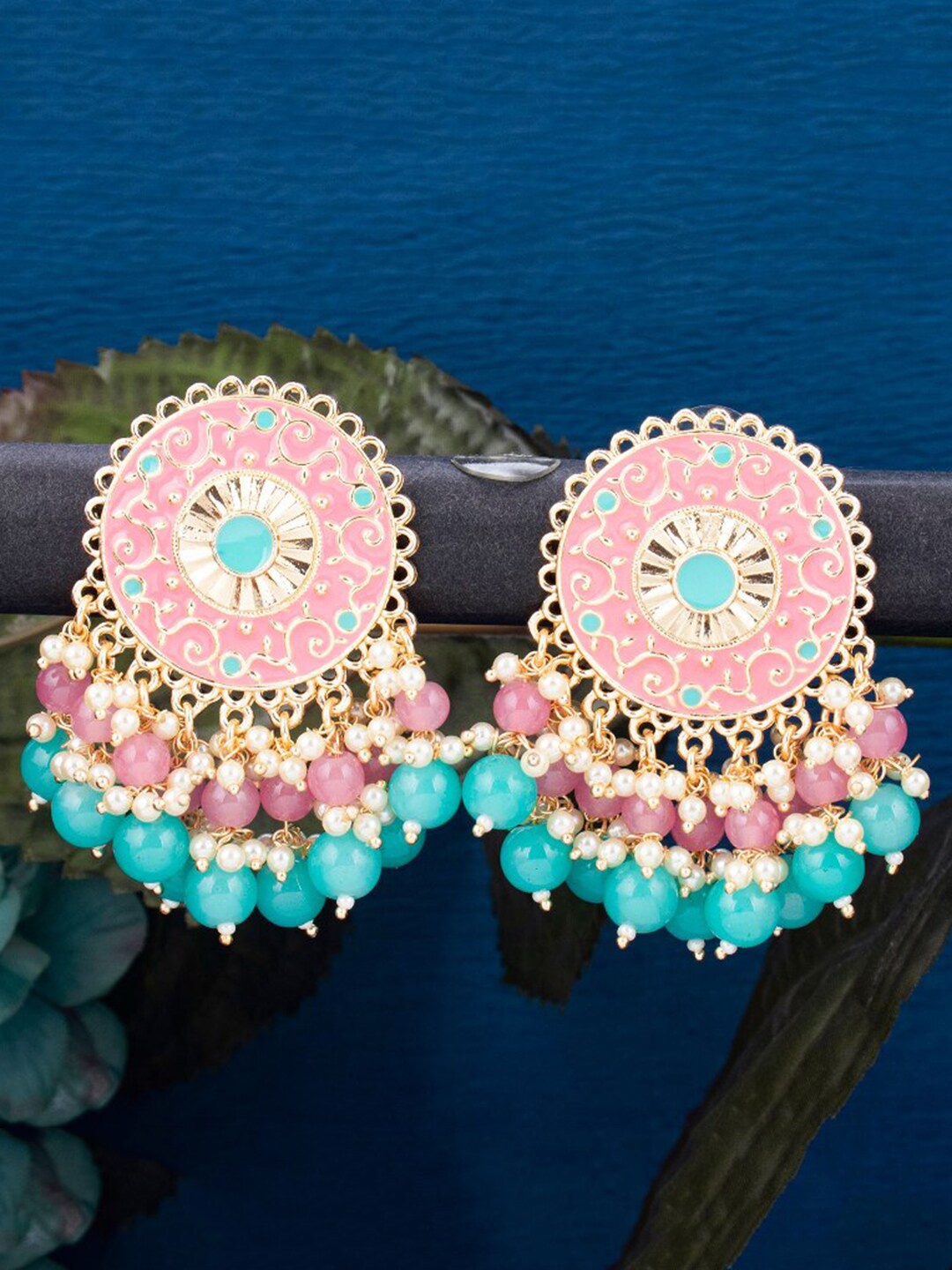 

Sukkhi Gold Plated Contemporary Meenakari Drop Earrings