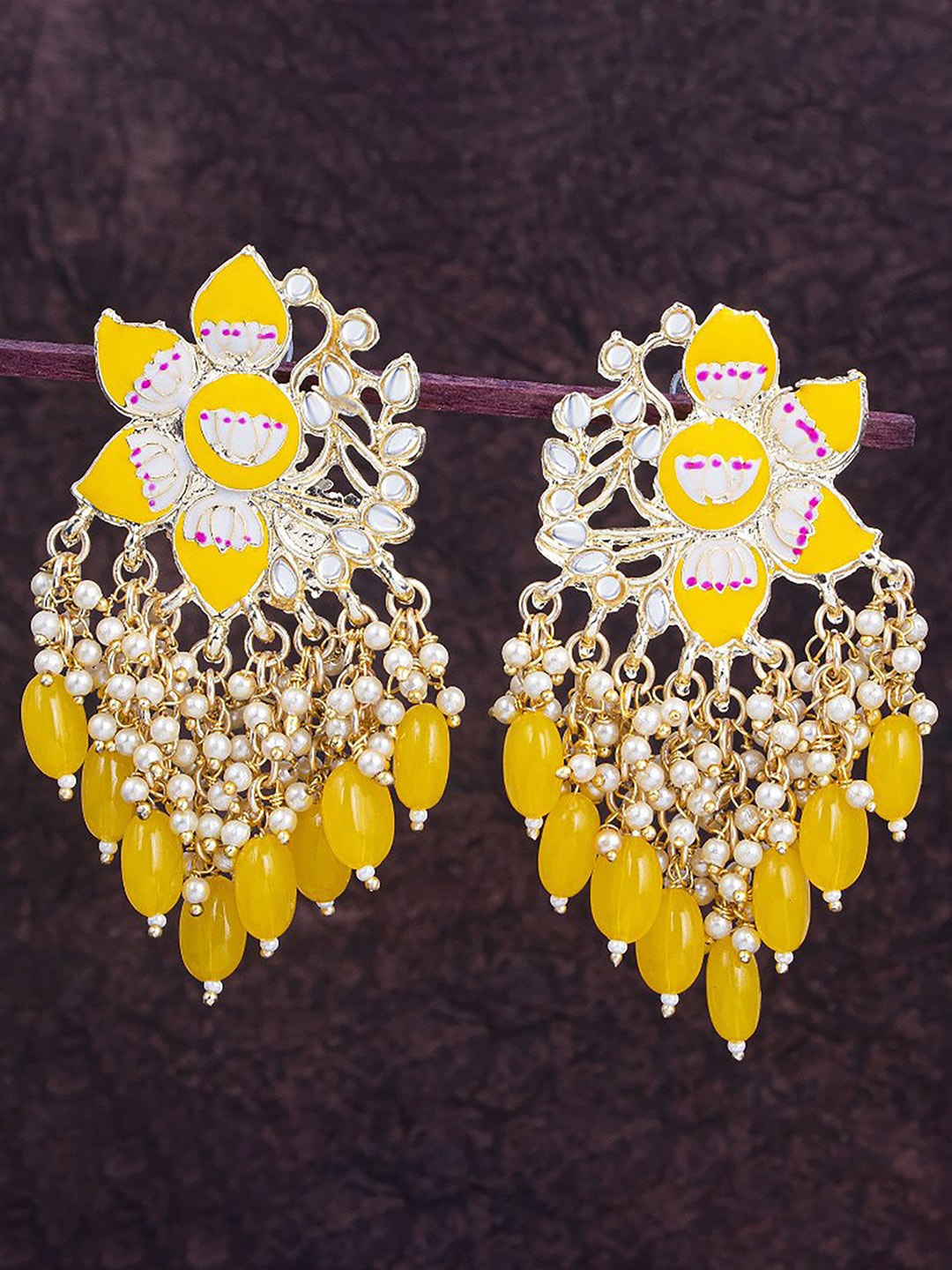 

Sukkhi Gold Plated Floral Drop Earrings