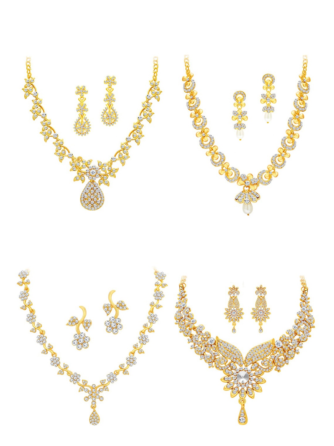 

Sukkhi Set of 4 Gold-Plated Stone-Studded Jewellery Set