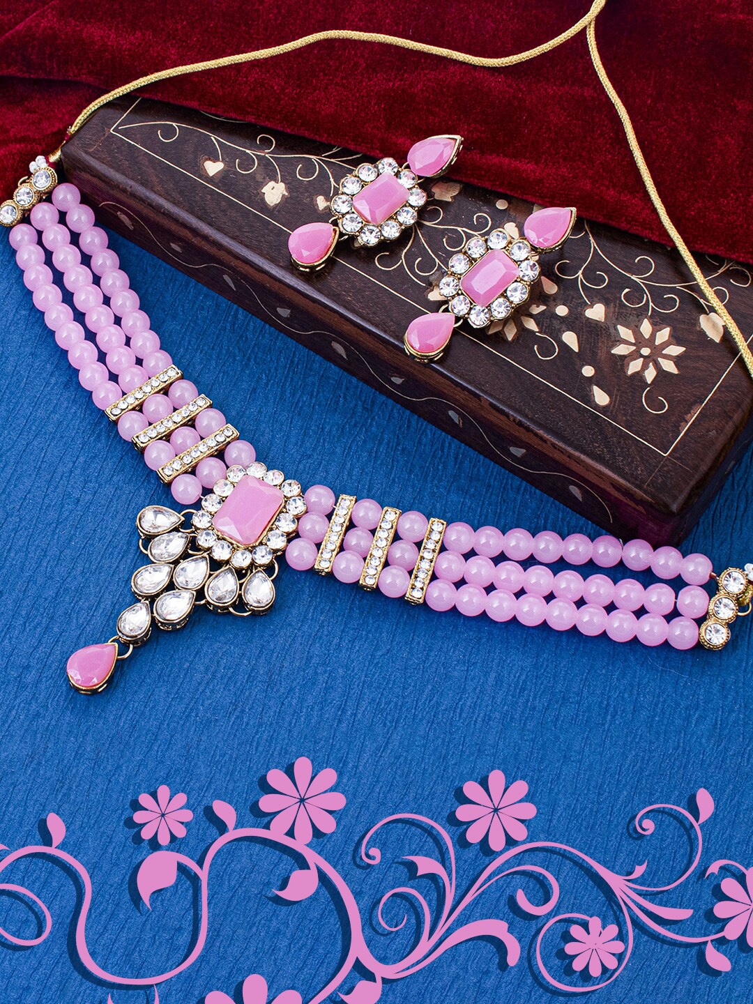 

Sukkhi Gold-Plated Stone-Studded & Beaded Jewellery Set