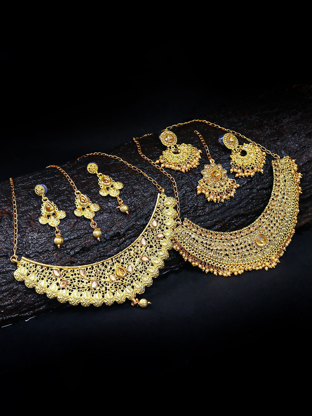 

Sukkhi Set Of 2 Gold-Plated Stone-Studded Jewellery Set