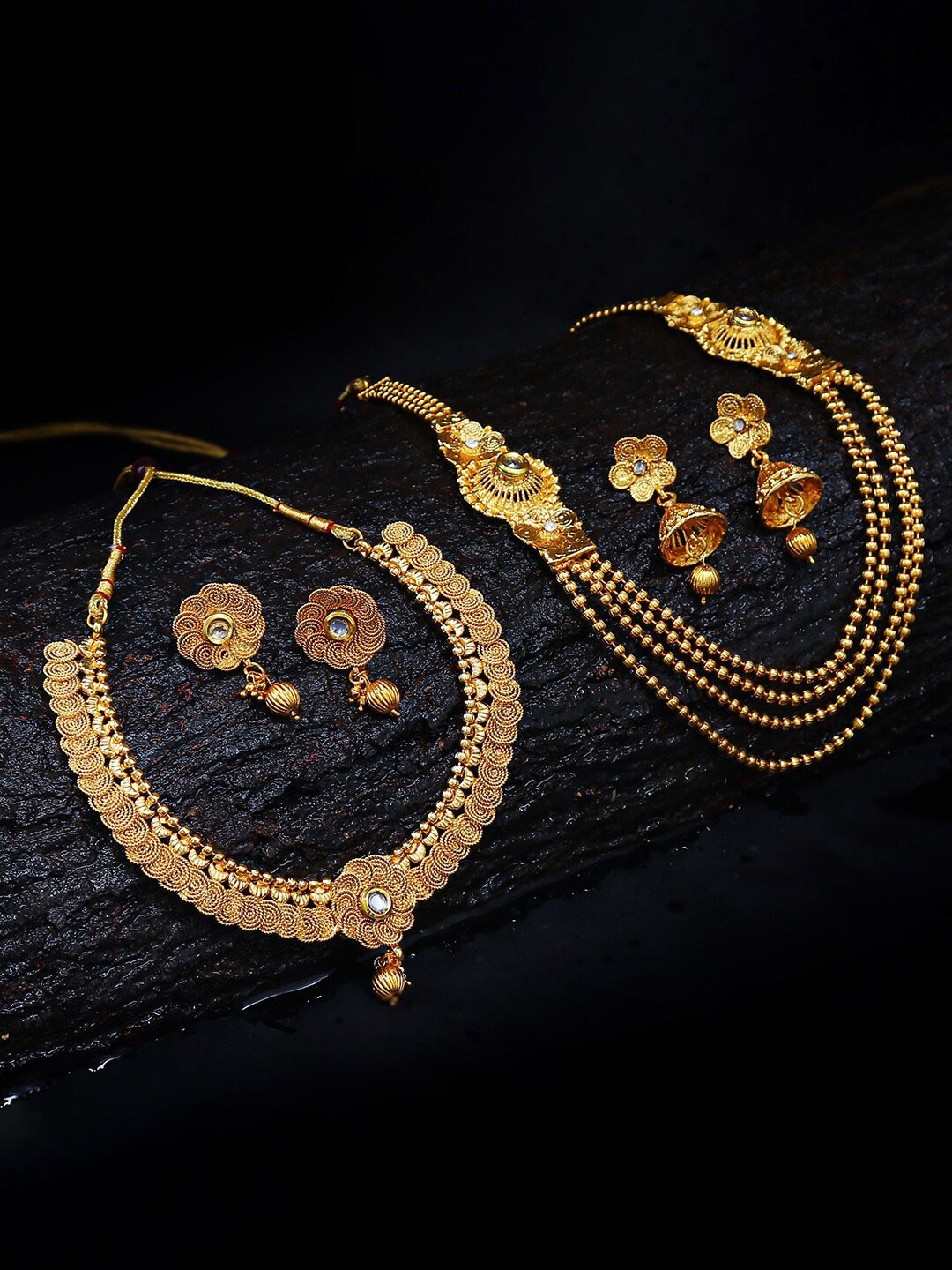

Sukkhi Set Of 2 Gold-Plated Kundan Necklace and Earrings