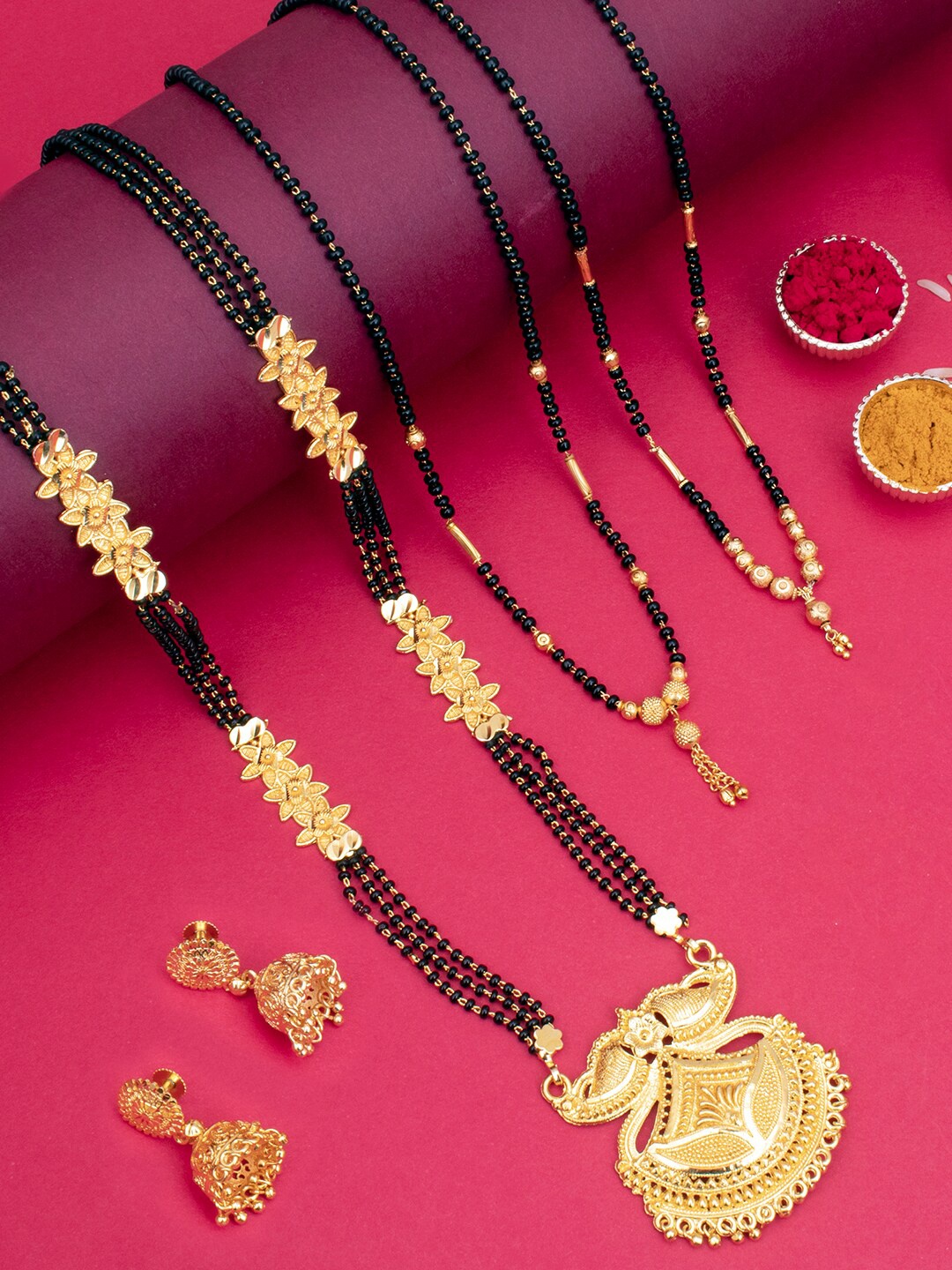 

Sukkhi Set of 4 Gold-Plated Mangalsutras