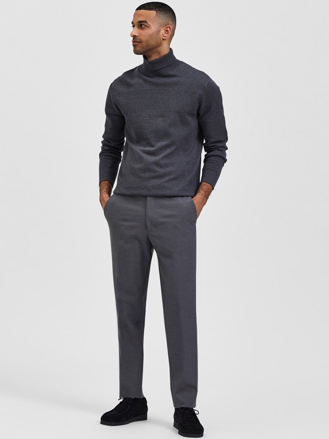 

SELECTED Men Slim Fit Formal Trousers, Grey