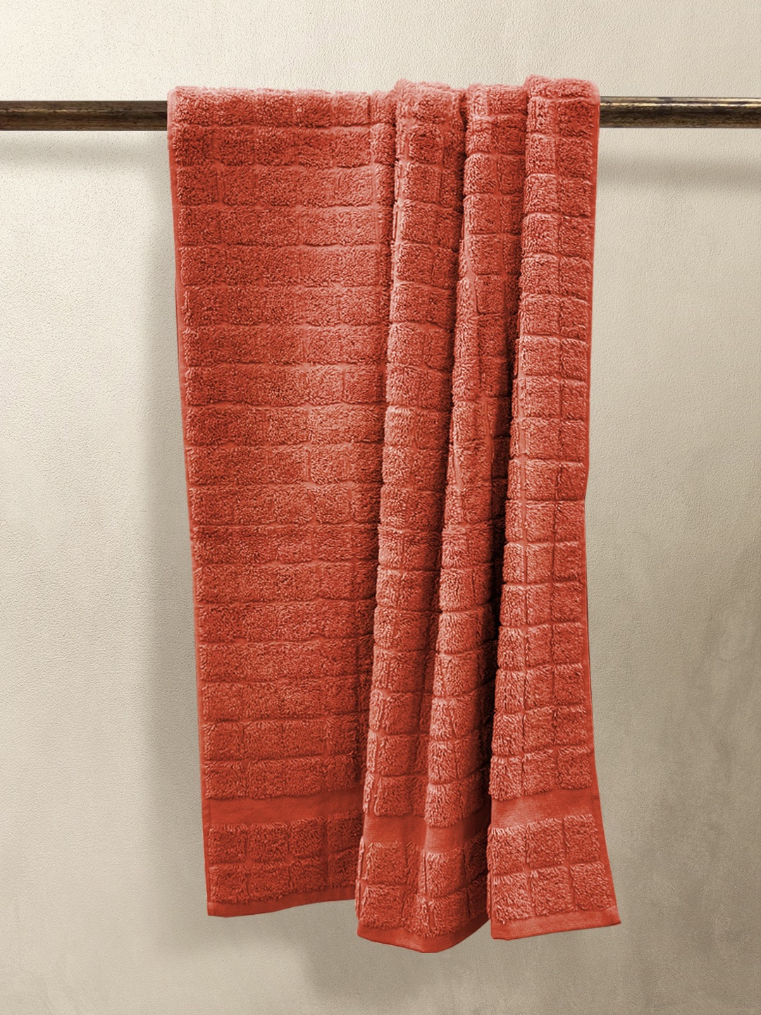 

Nautica Rust-Orange Self-Designed 500 GSM Pure Cotton Bath Towel