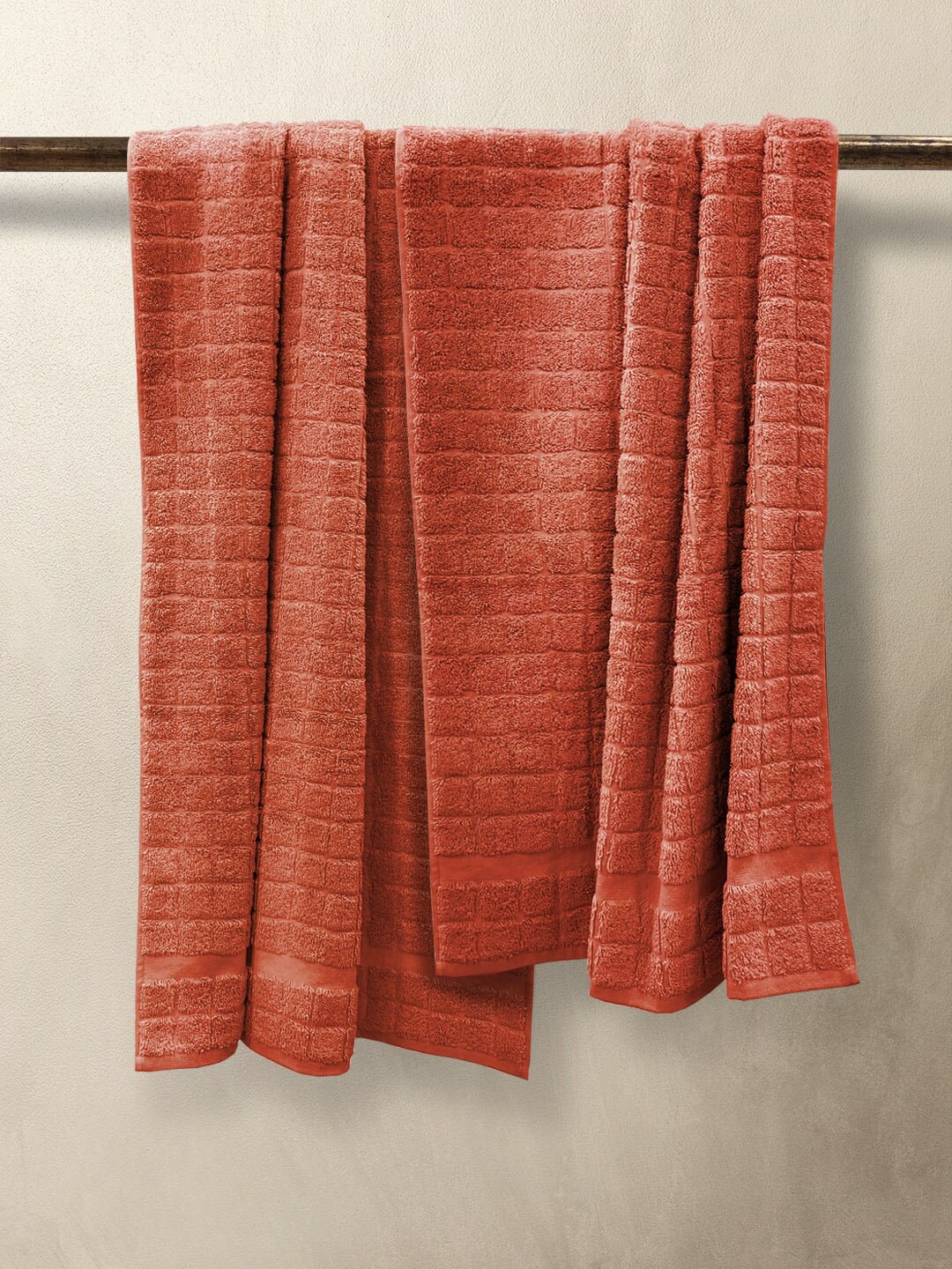 

Nautica Rust-Colored 2 Pieces Self-Design 500 GSM Pure Cotton Bath Towels