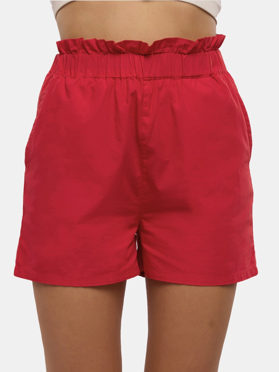 

The Souled Store Women Mid-Rise Pure Cotton Sports Shorts, Red