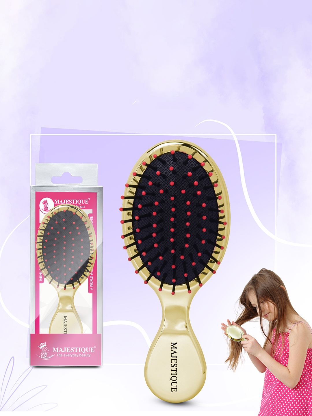 

MAJESTIQUE Mini Pocket Detangling Paddle Hair Brush, Black