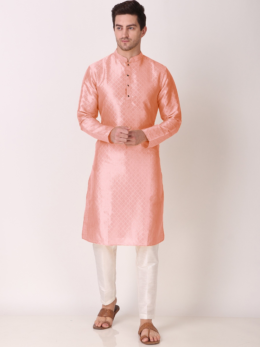 

Cult Indie Ethnic Motifs Woven Design Jacquard Kurta, Peach
