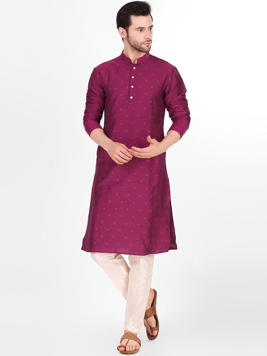 

Cult Indie Ethnic Motifs Woven Design Jacquard Kurta, Purple