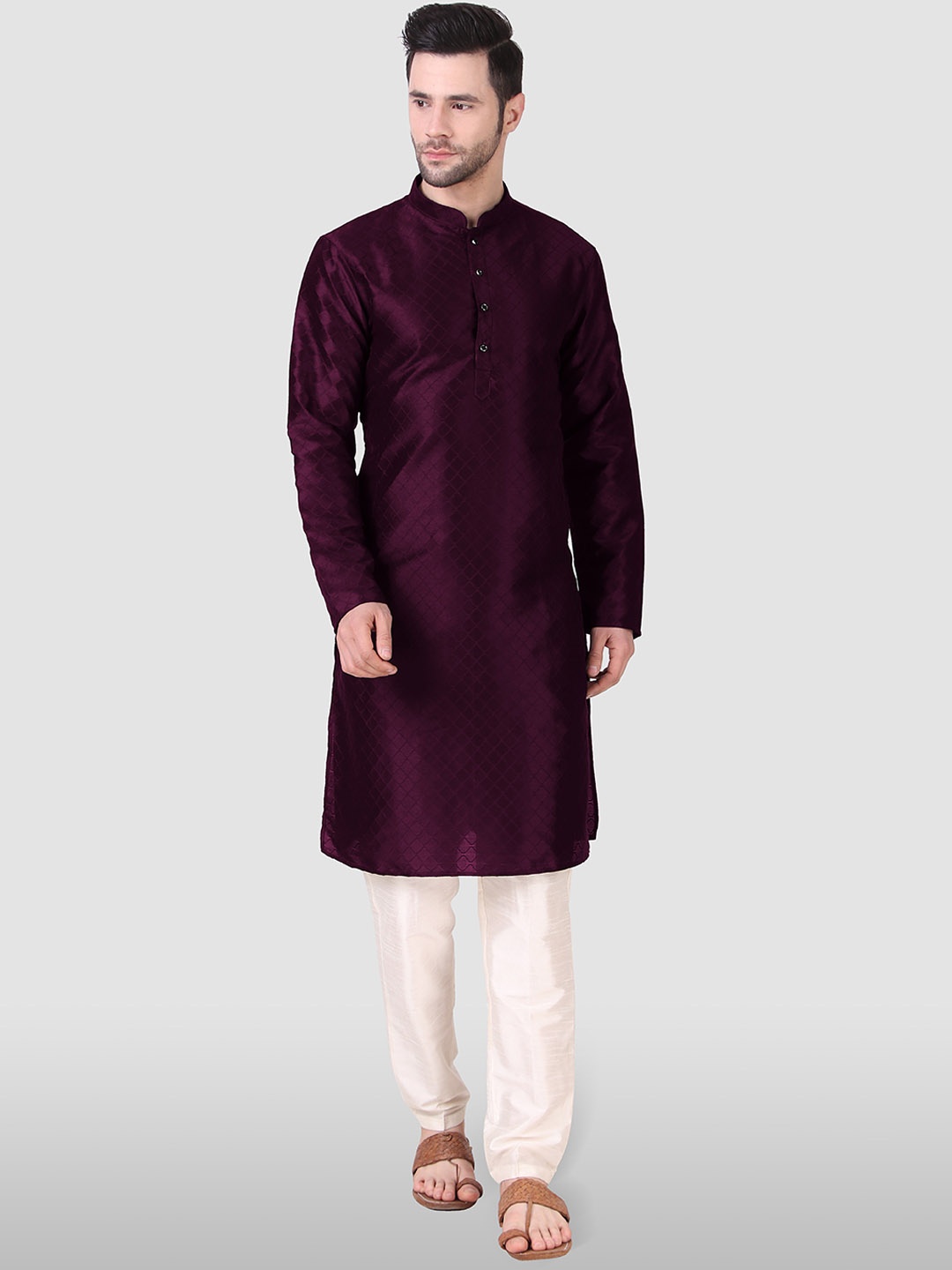 

Cult Indie Ethnic Motifs Woven Design Jacquard Kurta, Purple
