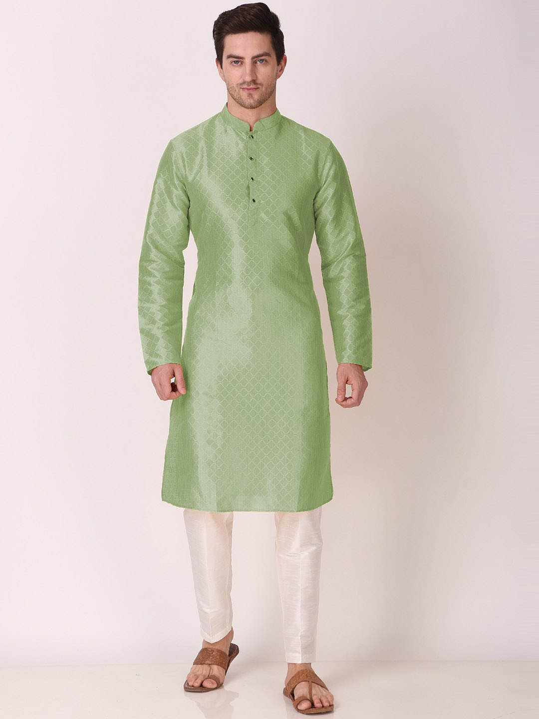 

Cult Indie Ethnic Motifs Woven Design Jacquard Kurta, Green